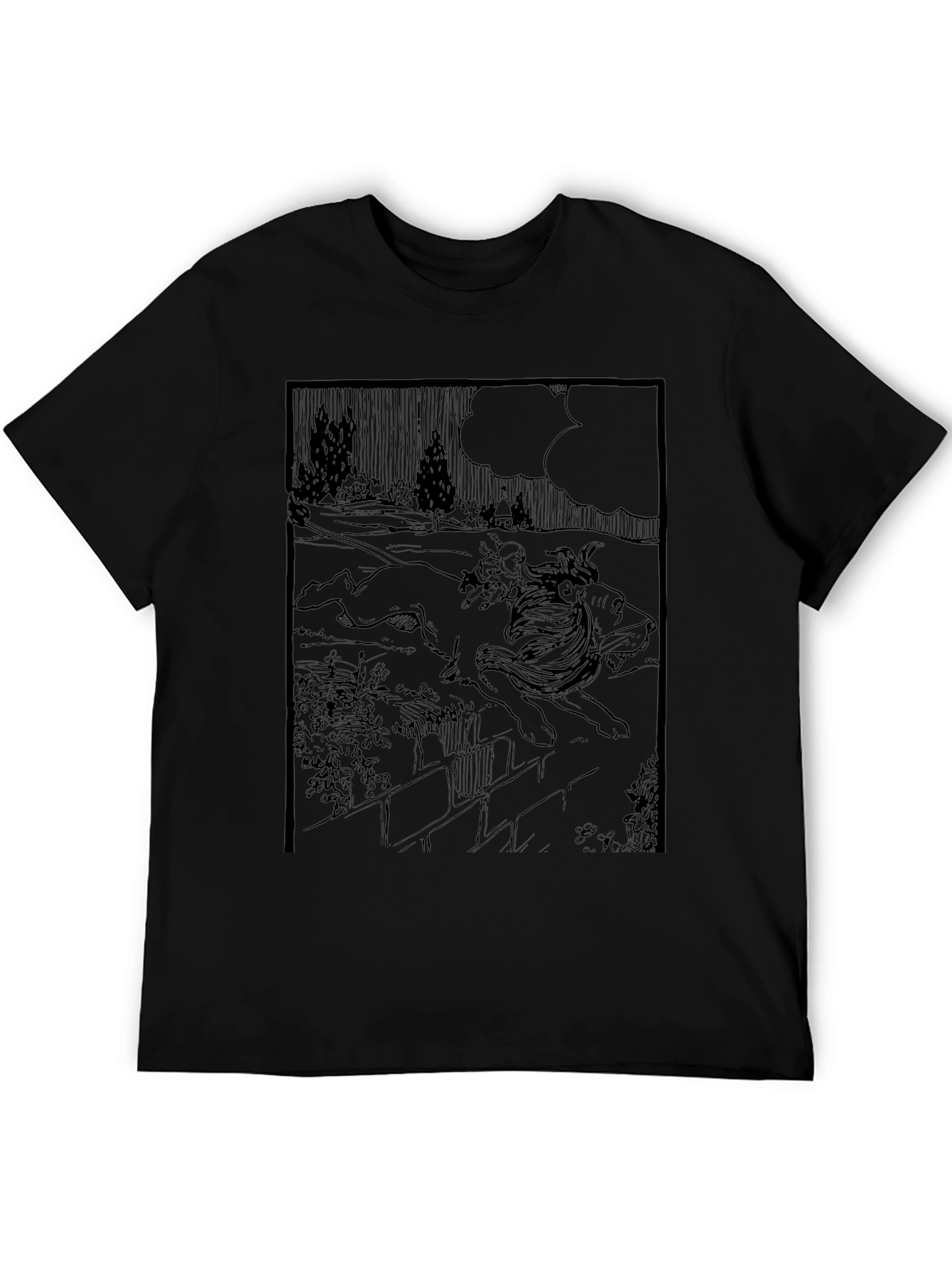 Graphic Print Tee - Lion & Girl Artwork