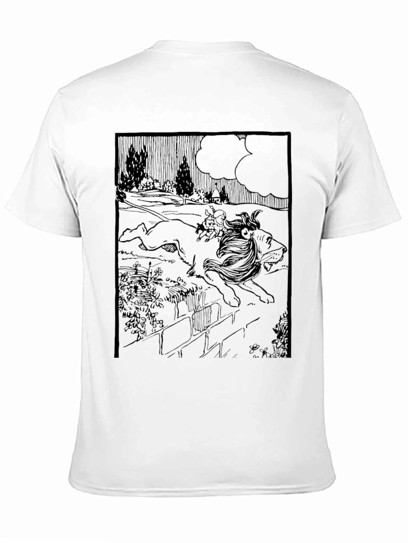 Graphic Print Tee - Lion & Girl Artwork