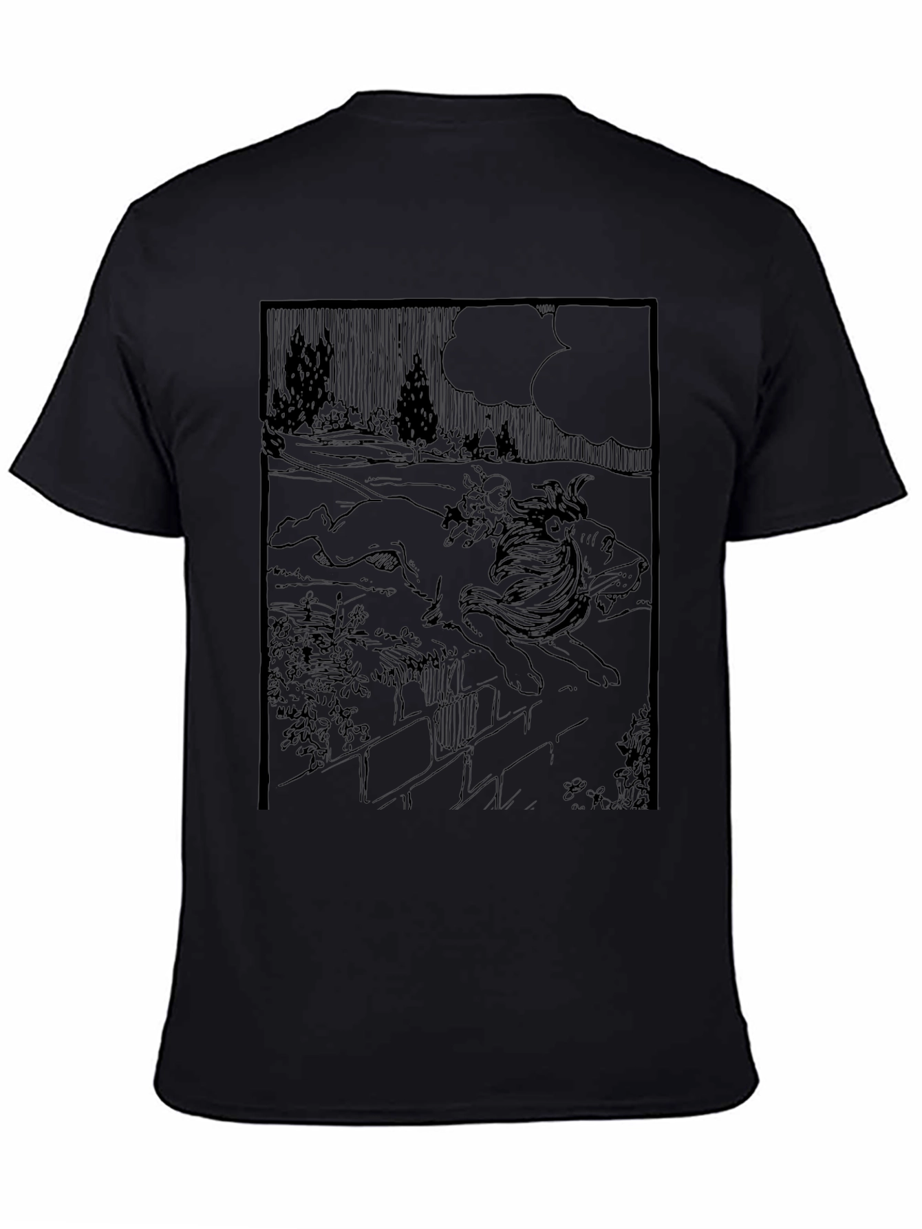 Graphic Print Tee - Lion & Girl Artwork