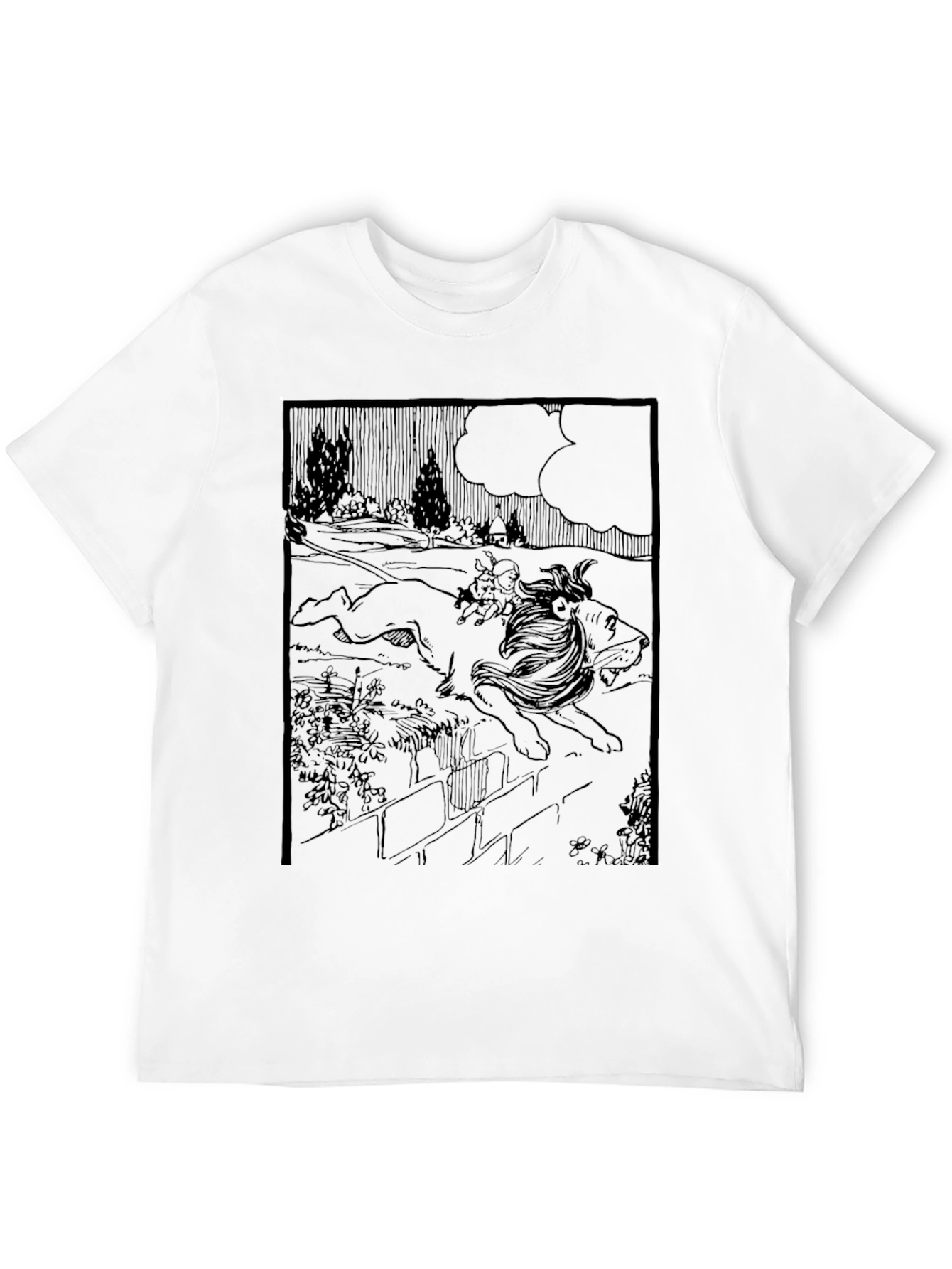 Graphic Print Tee - Lion & Girl Artwork