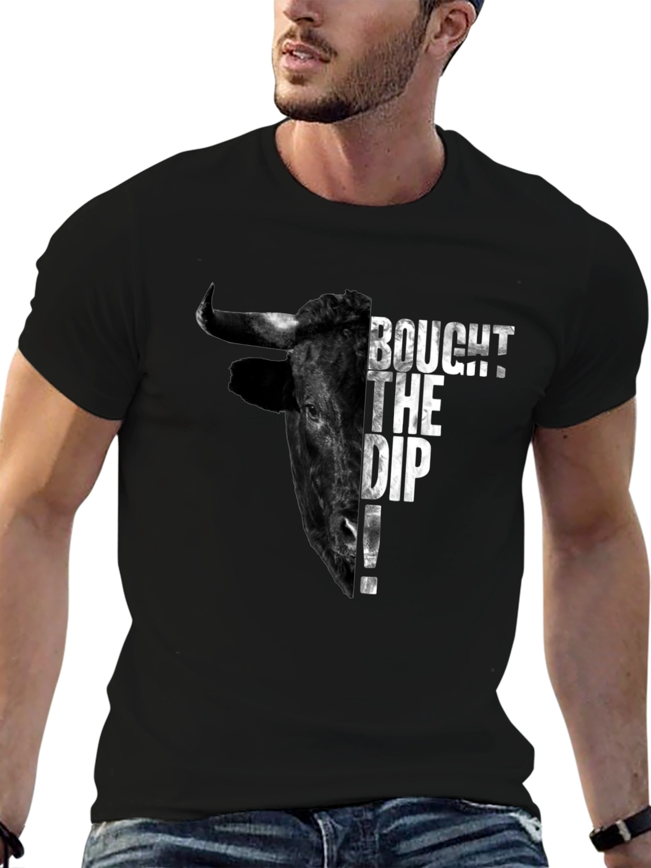 BOUGHT THE DIP! Bull Graphic Tee - Black