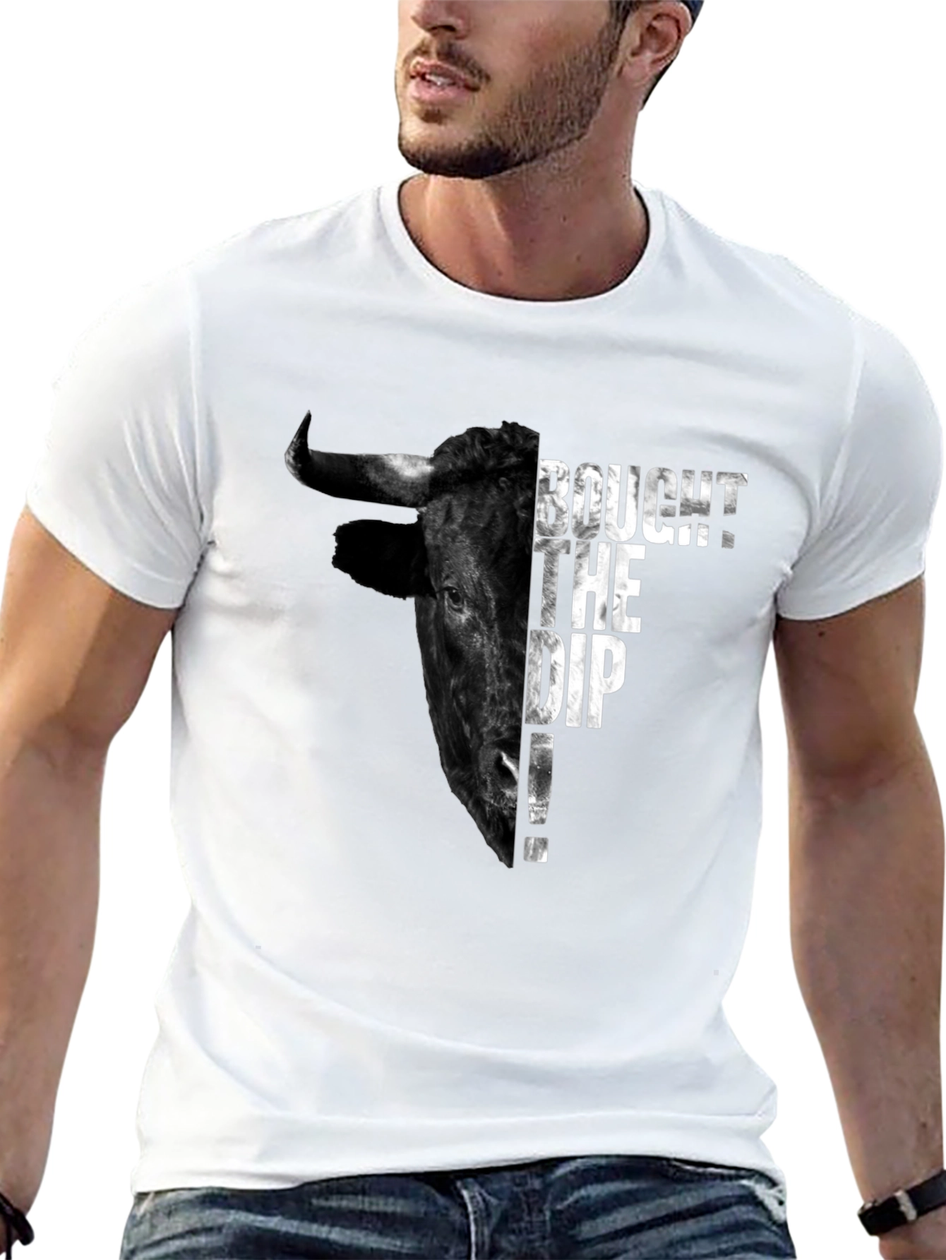BOUGHT THE DIP! Bull Graphic Tee - Black