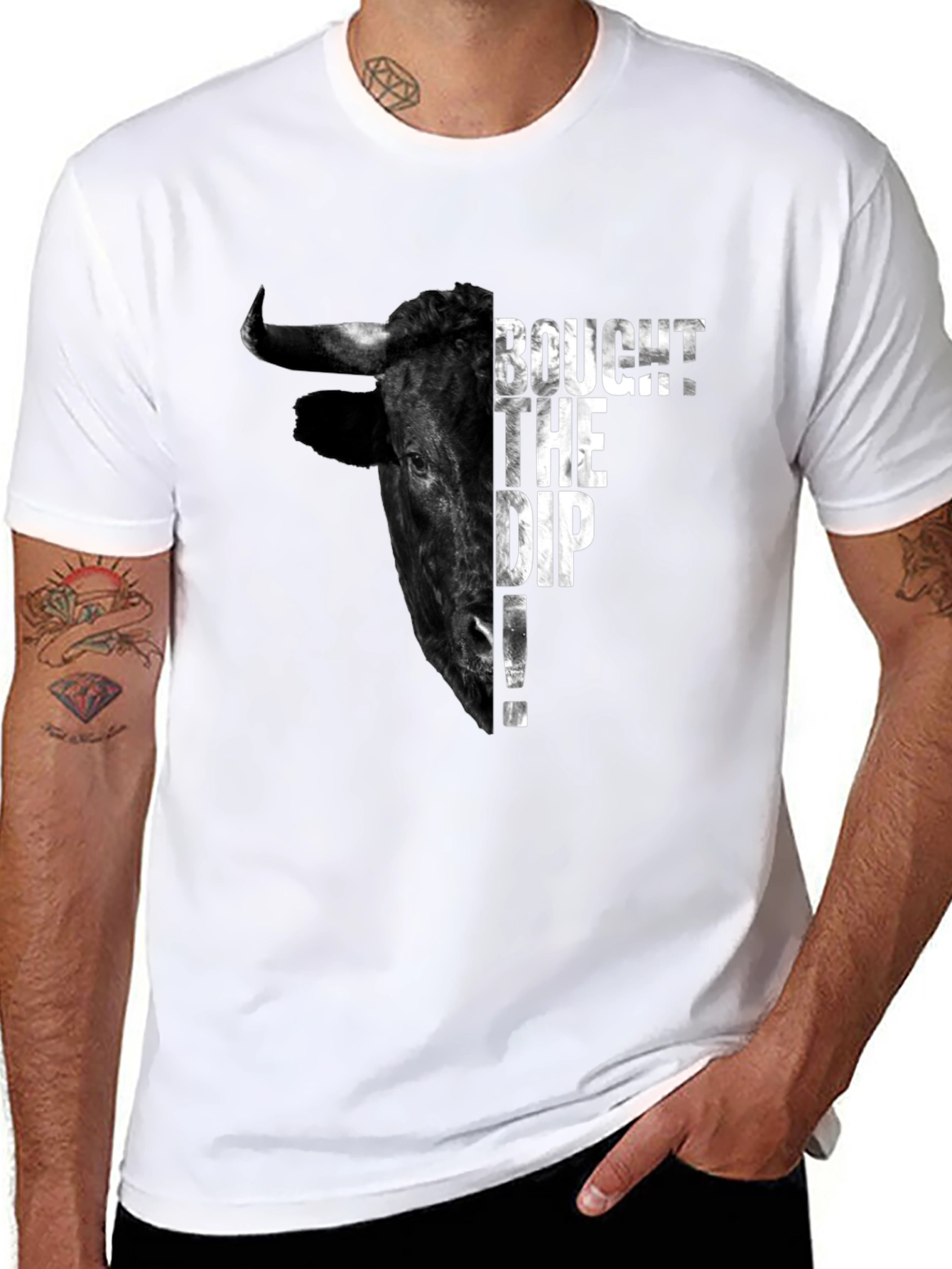 BOUGHT THE DIP! Bull Graphic Tee - Black