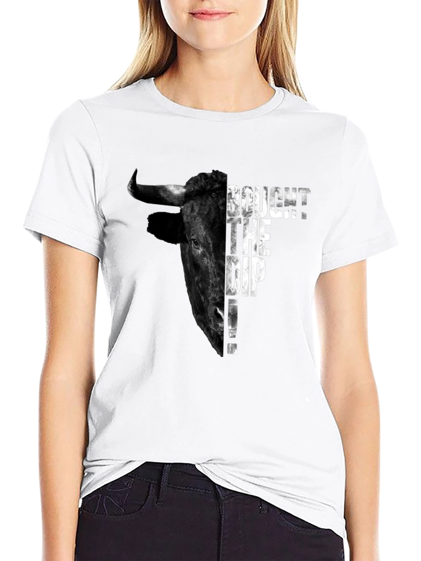 BOUGHT THE DIP! Bull Graphic Tee - Black