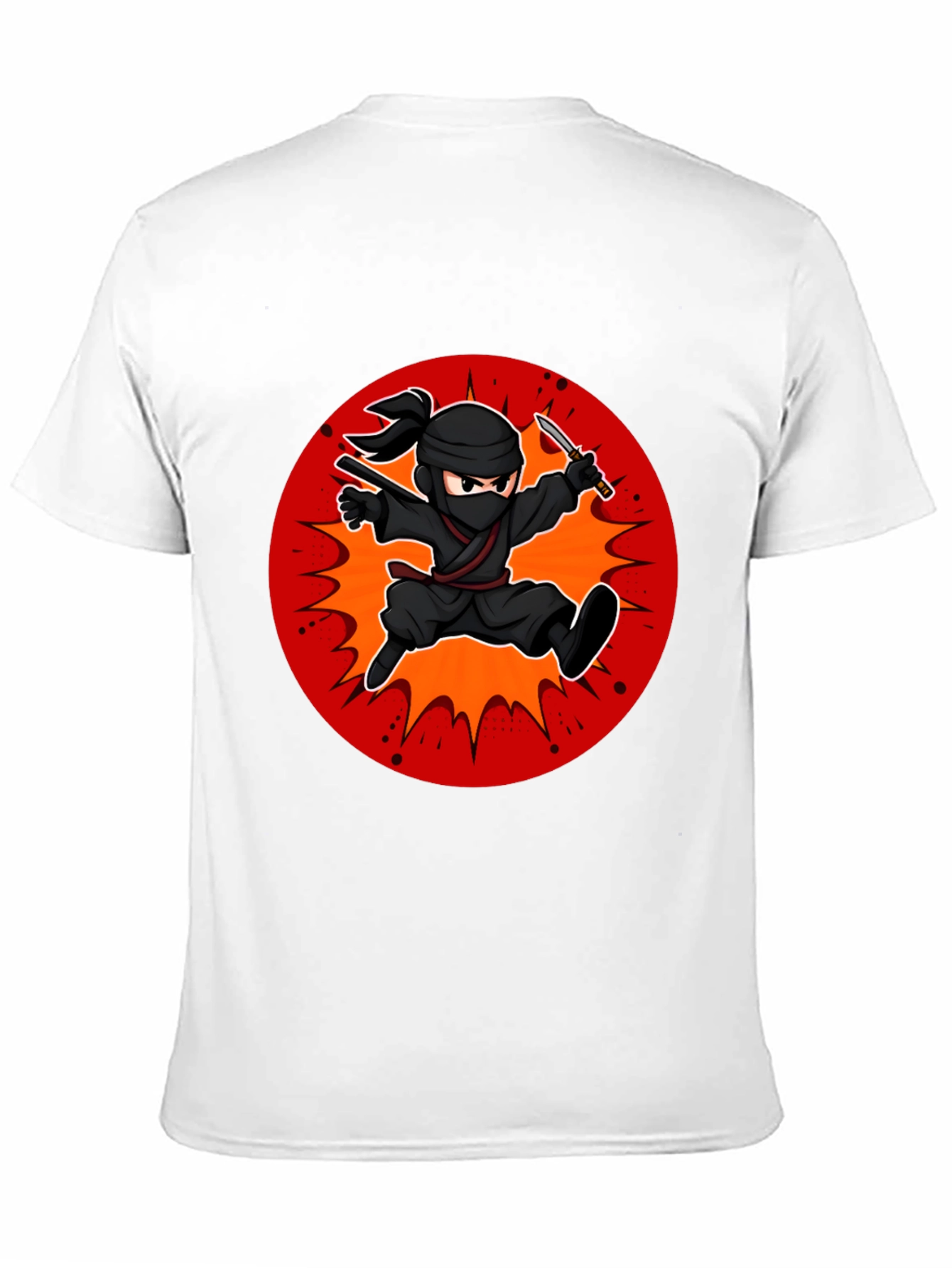 Ninja Cartoon Graphic Black T-Shirt