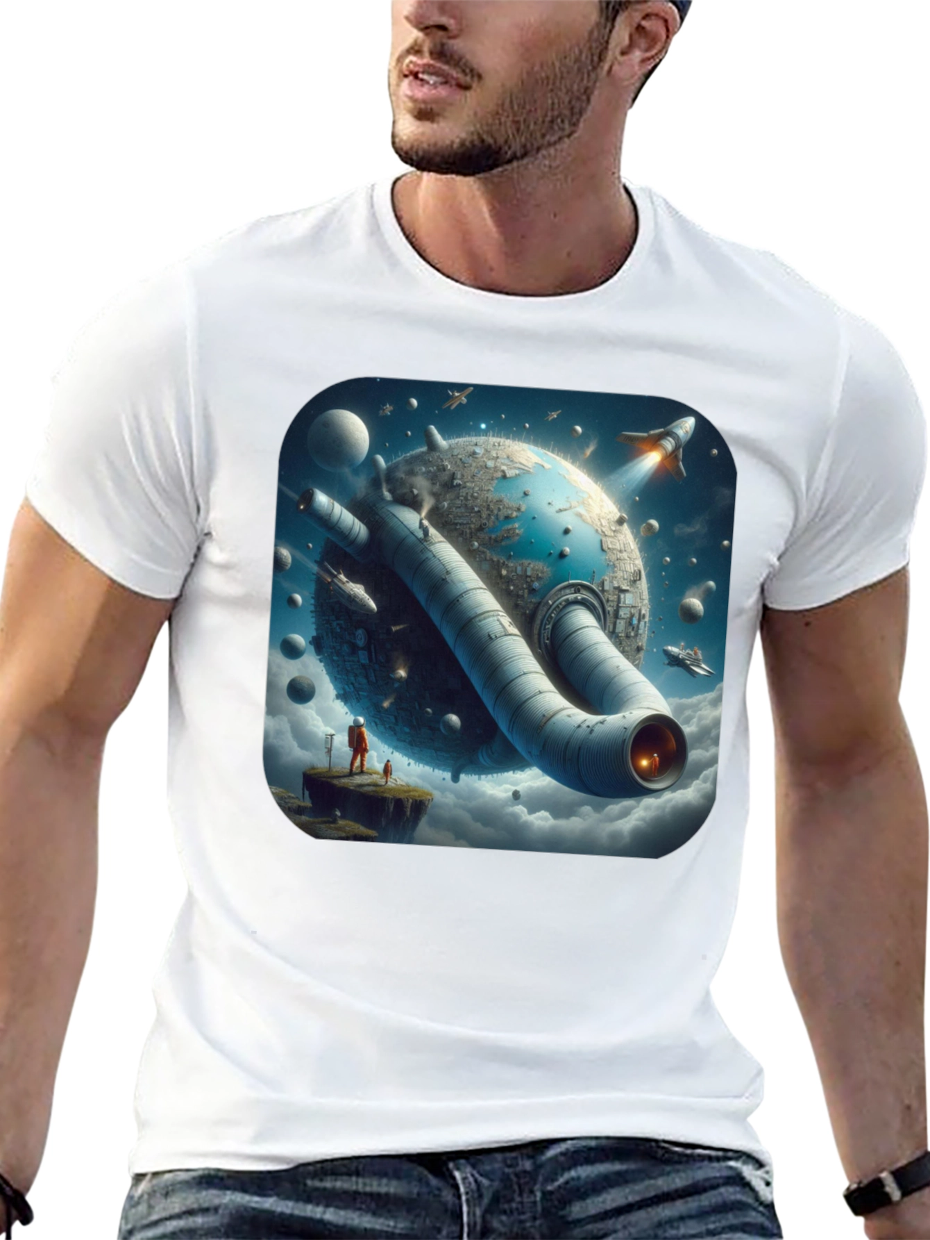 Sci-Fi Planet T-Shirt - Futuristic Graphic Tee