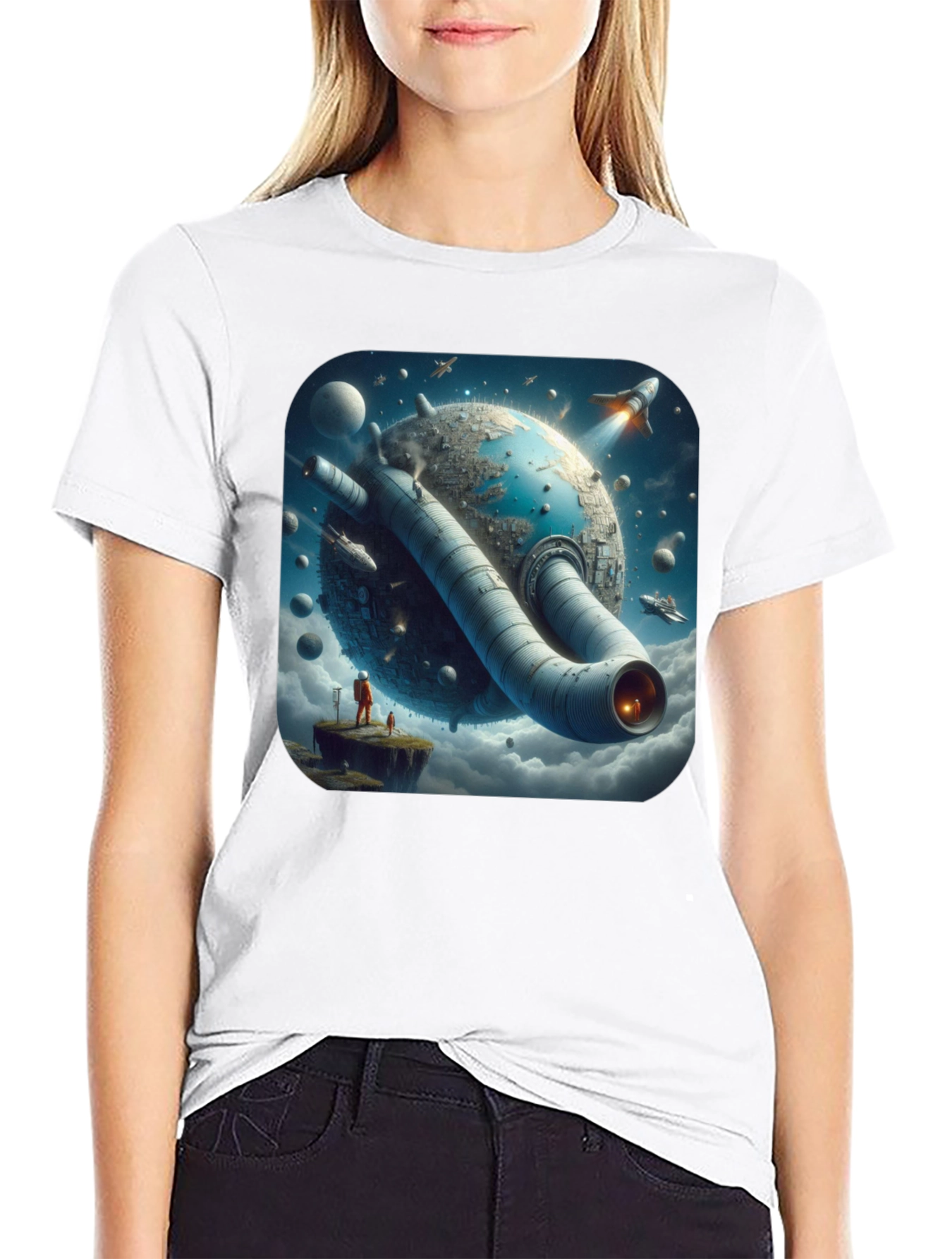 Sci-Fi Planet T-Shirt - Futuristic Graphic Tee