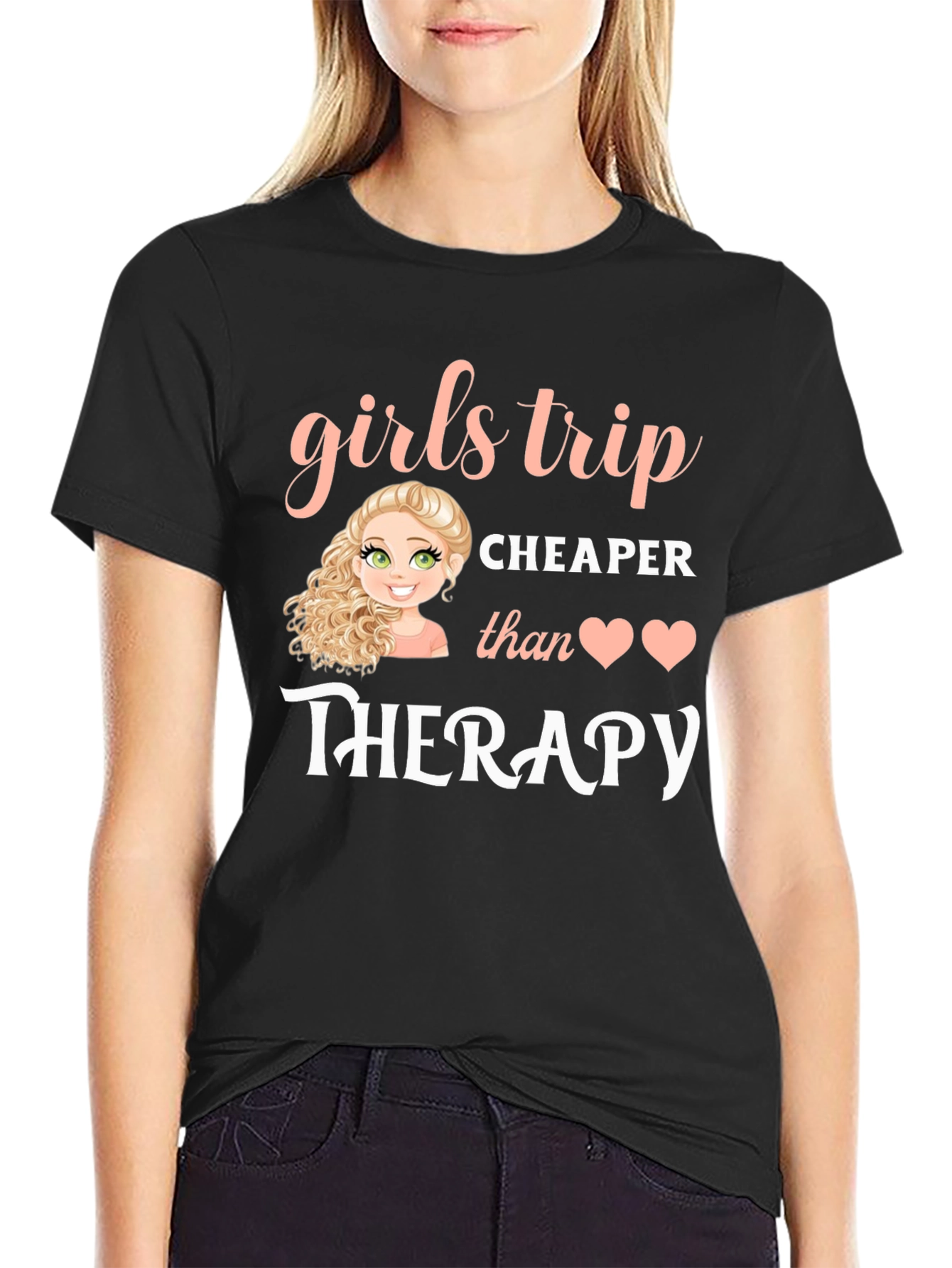 Girls Trip Therapy T-Shirt - Black Cotton Tee