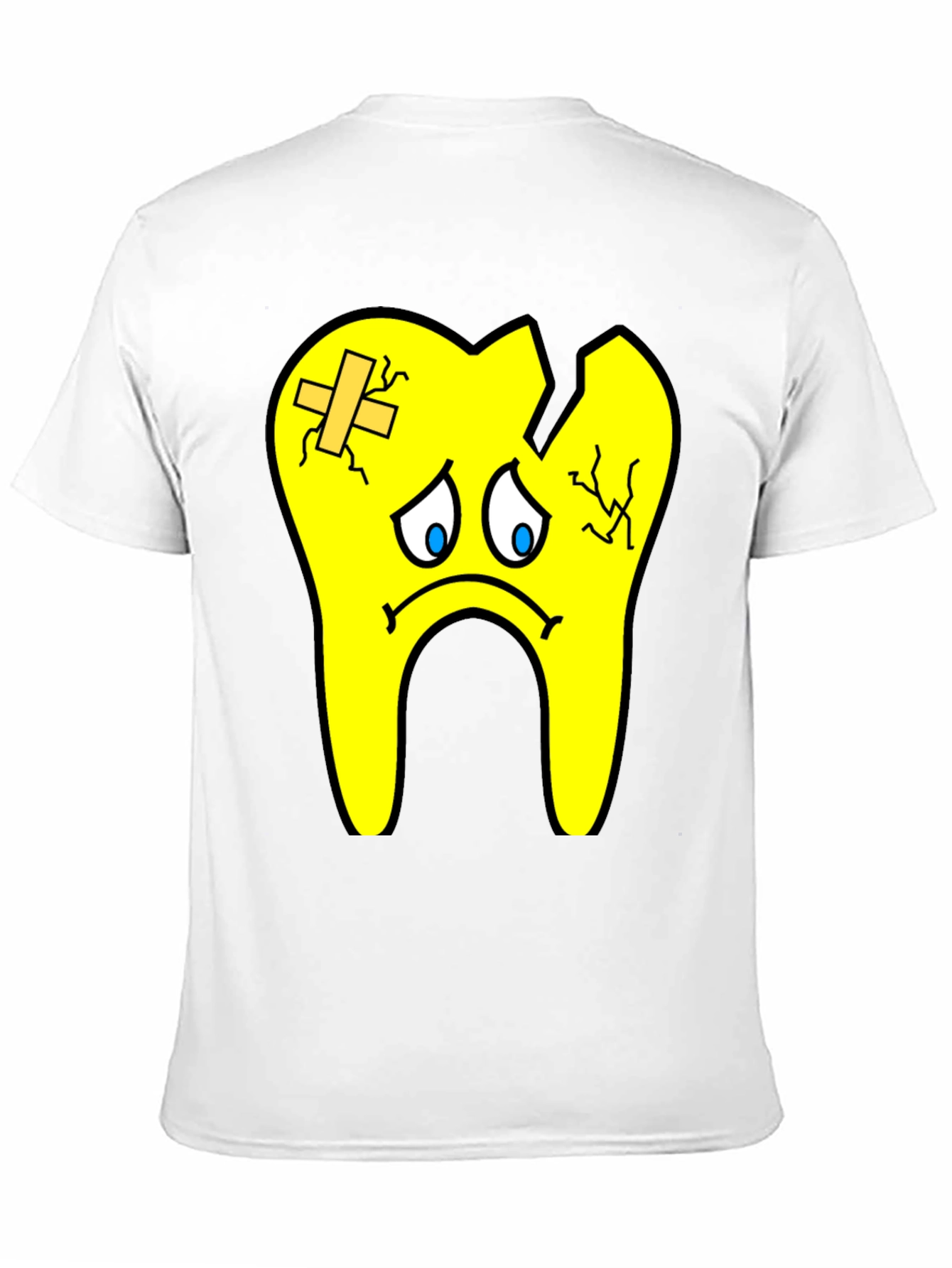 Sad Broken Tooth Cartoon Graphic Print T-Shirt