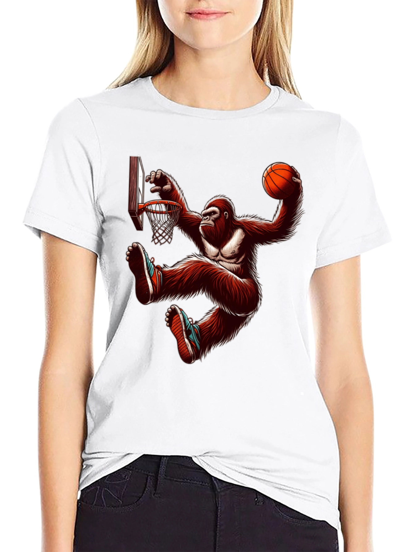 Gorilla Dunking Basketball T-Shirt