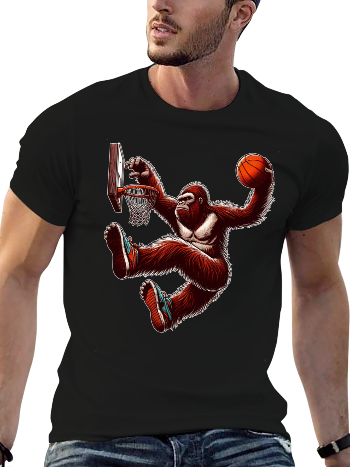 Gorilla Dunking Basketball T-Shirt
