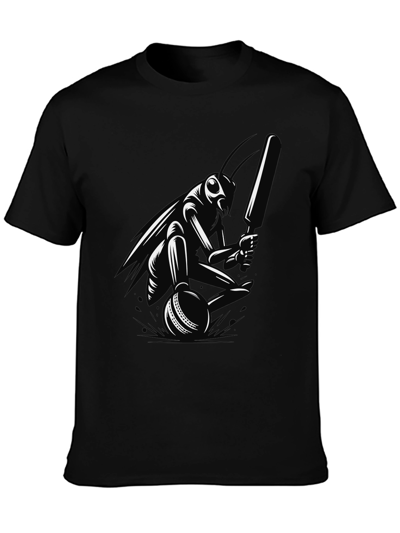 Cricket Bug Graphic Tee - Black Cotton T-Shirt