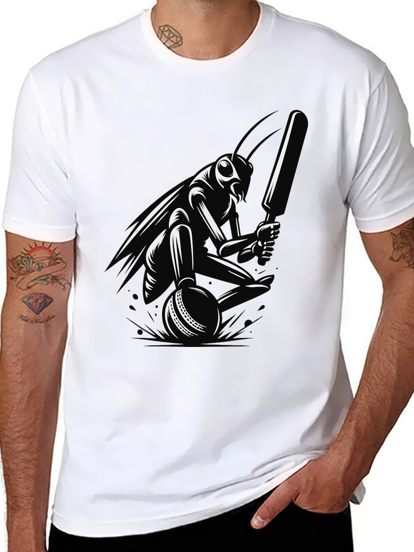 Cricket Bug Graphic Tee - Black Cotton T-Shirt