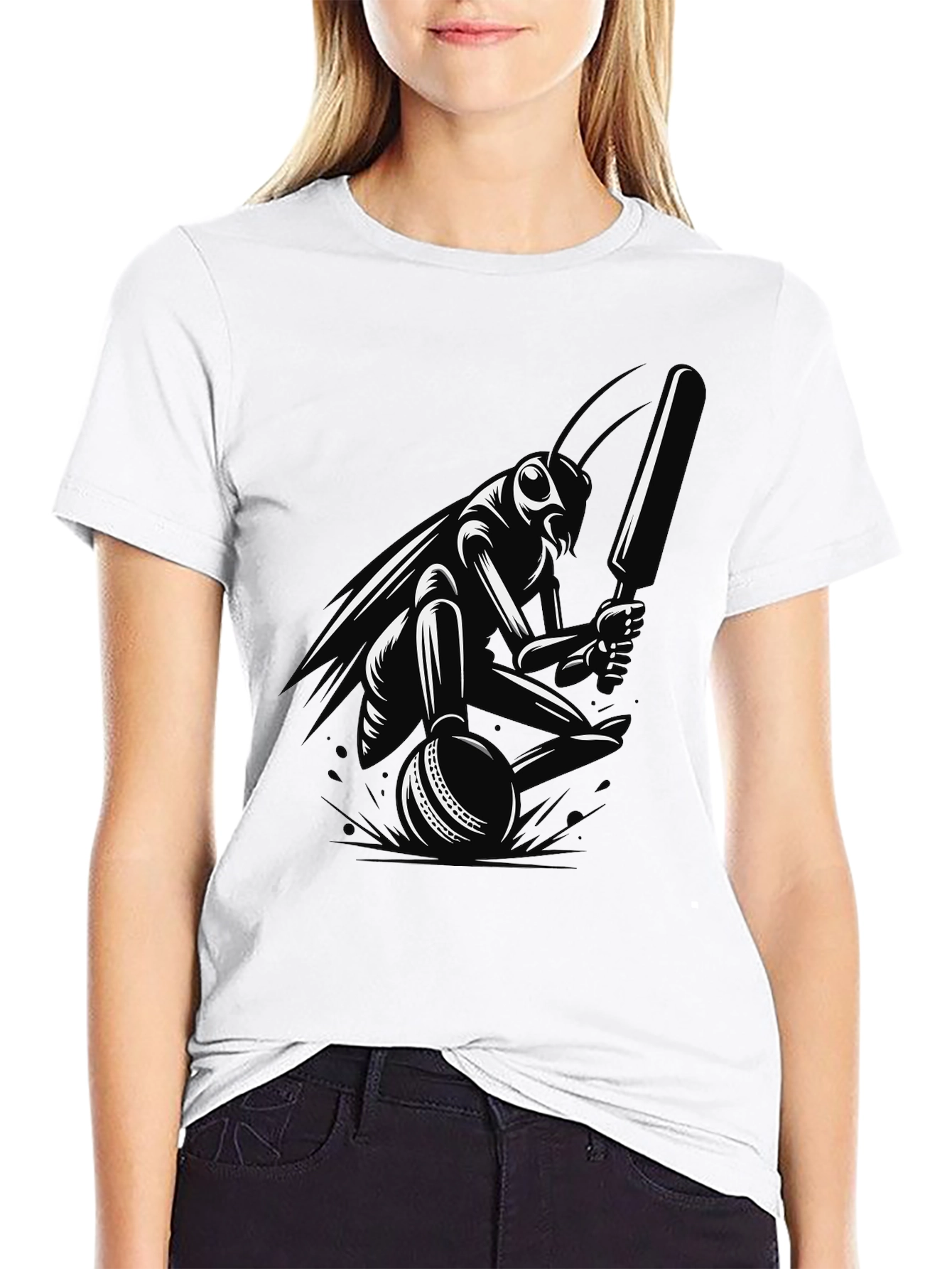Cricket Bug Graphic Tee - Black Cotton T-Shirt