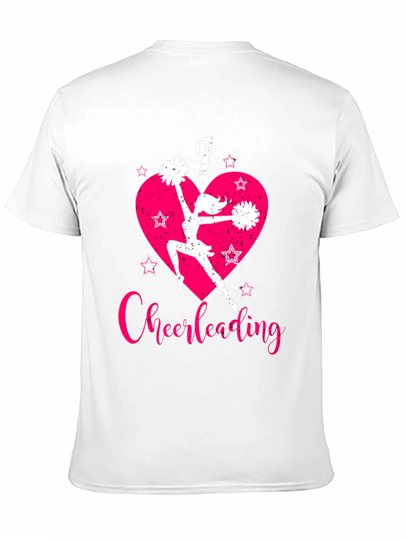 I Love Cheerleading T-Shirt Pink Heart and Stars