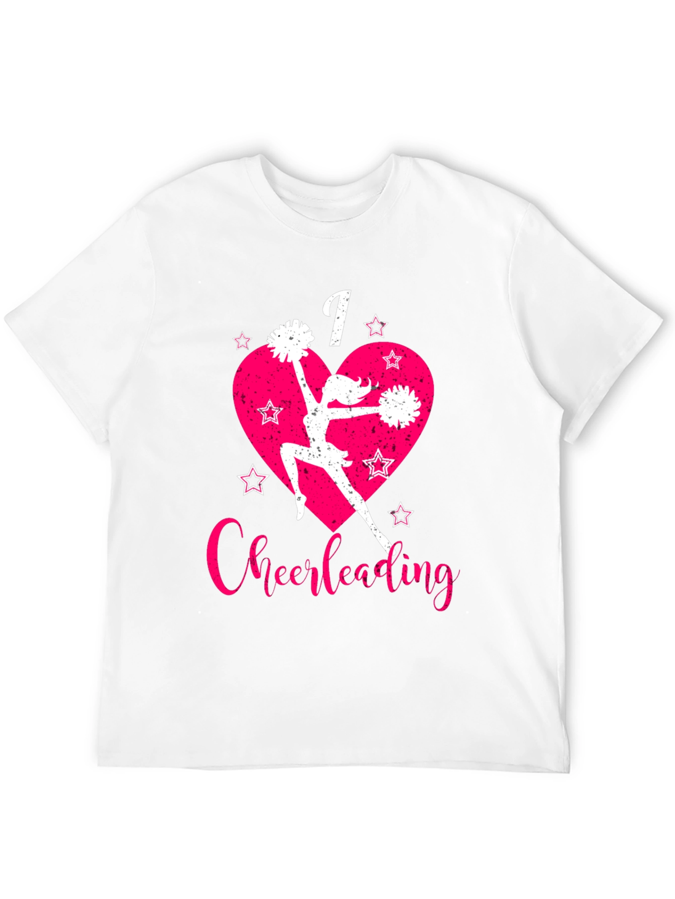 I Love Cheerleading T-Shirt Pink Heart and Stars