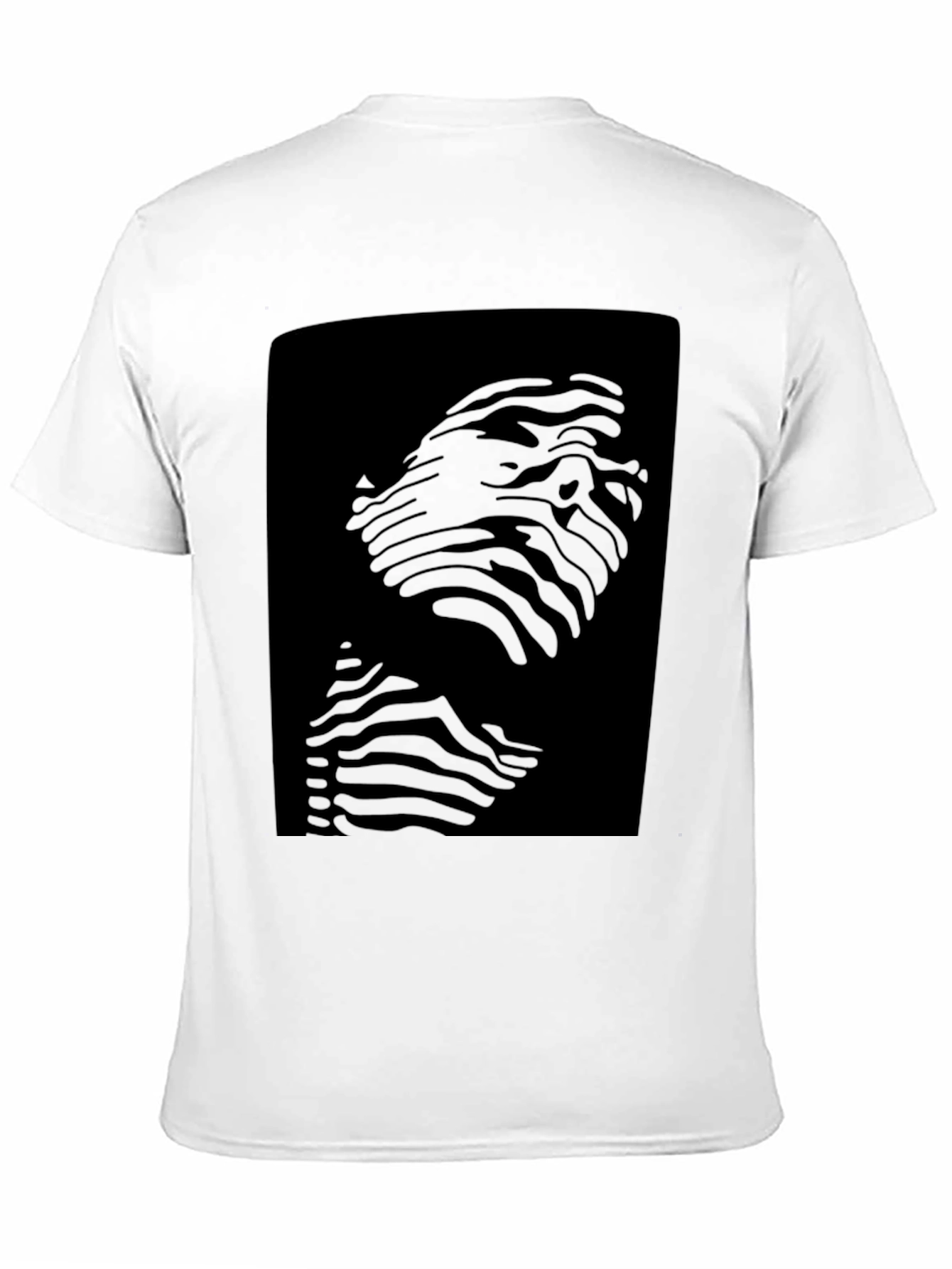 Abstract Striped Face Graphic Black T-Shirt