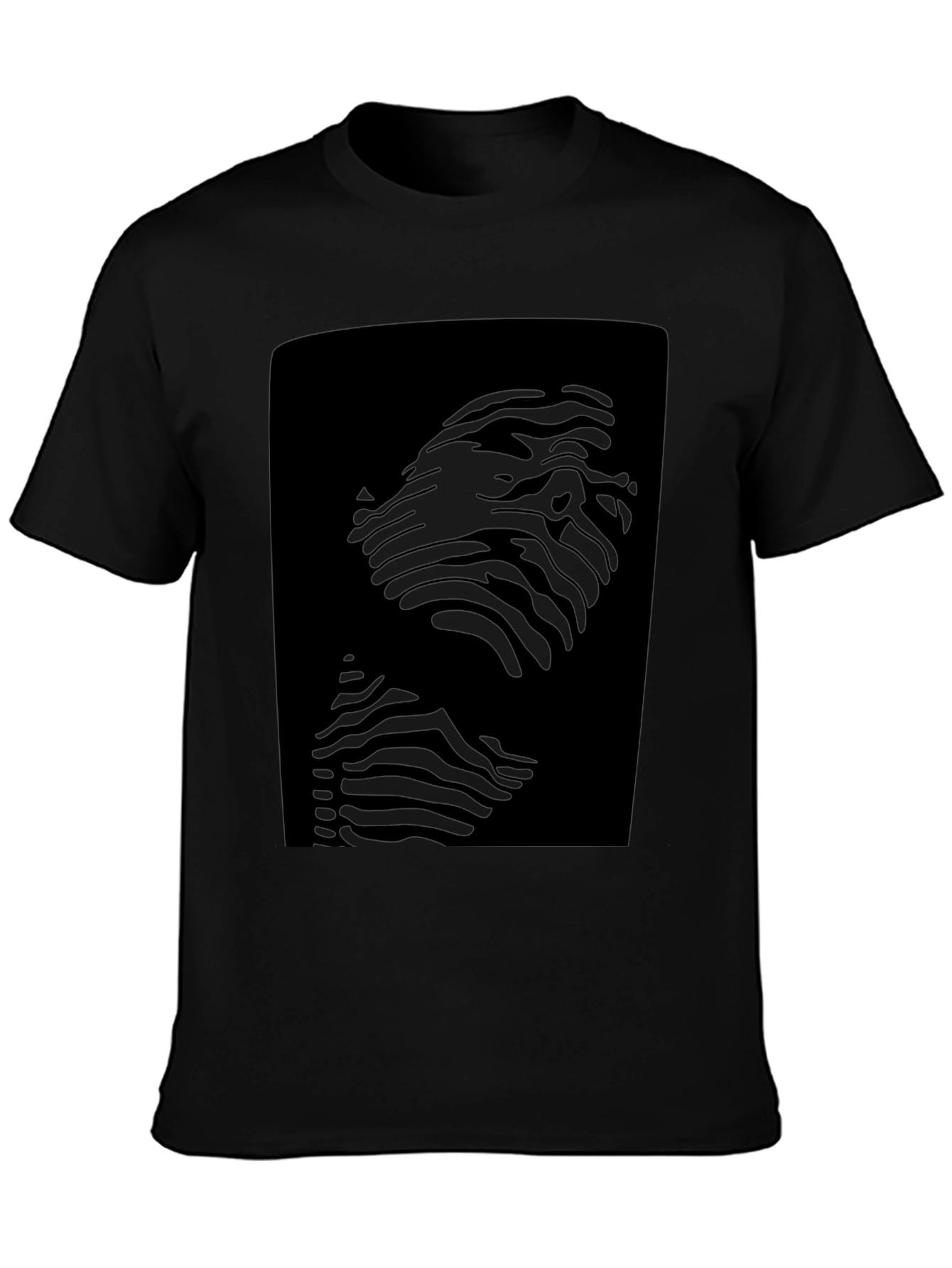 Abstract Striped Face Graphic Black T-Shirt