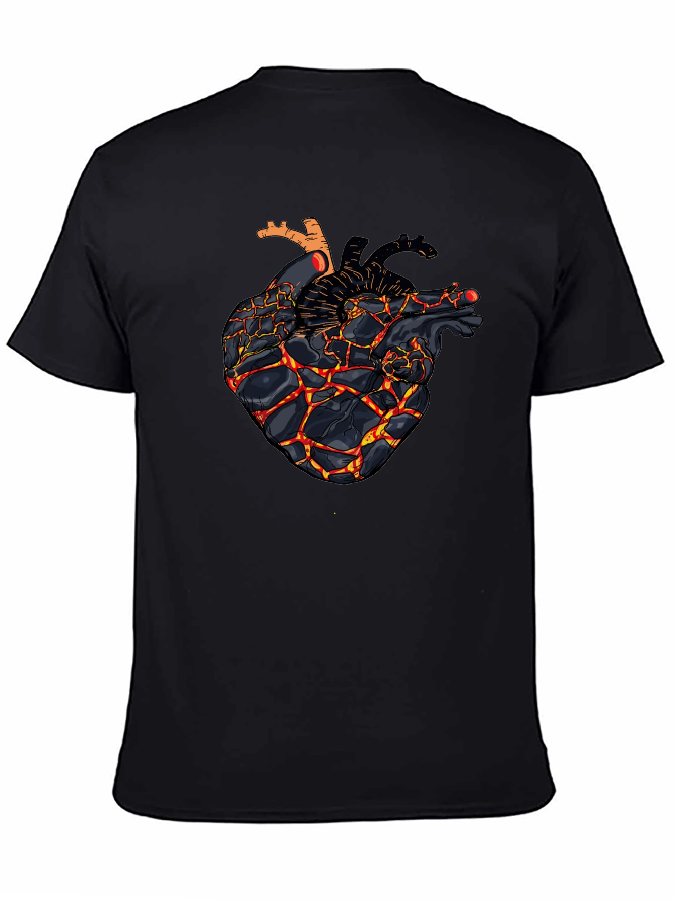 Fiery Heart Graphic Black T-Shirt
