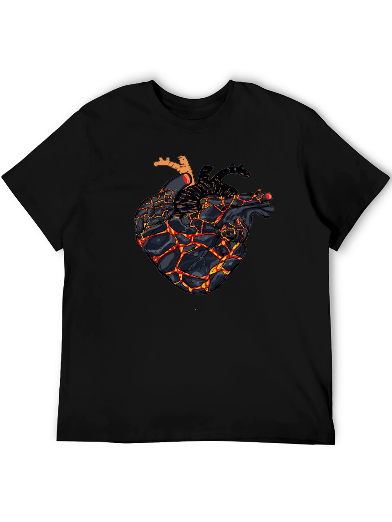 Fiery Heart Graphic Black T-Shirt