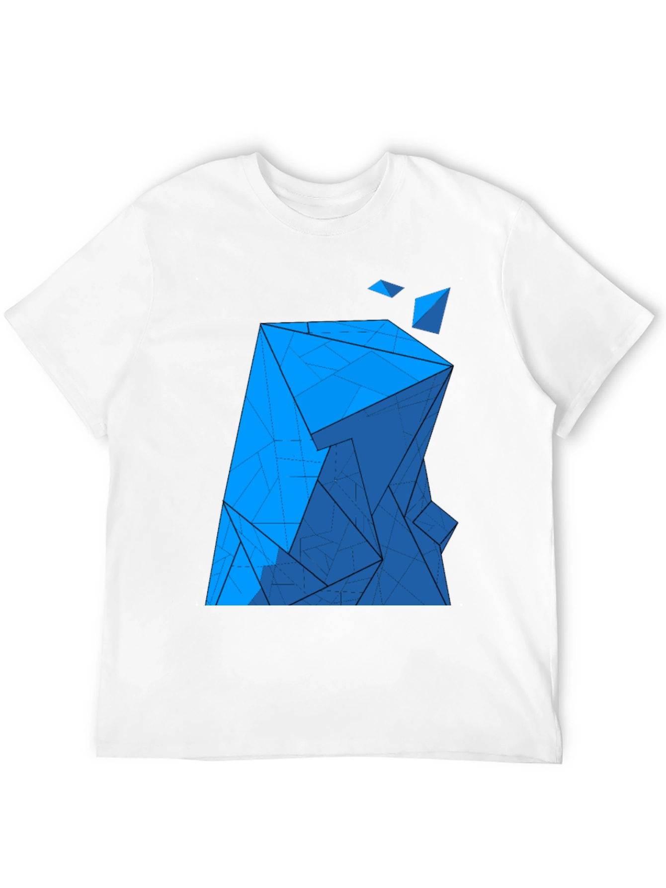 Abstract Blue Geometric Print Black T-Shirt