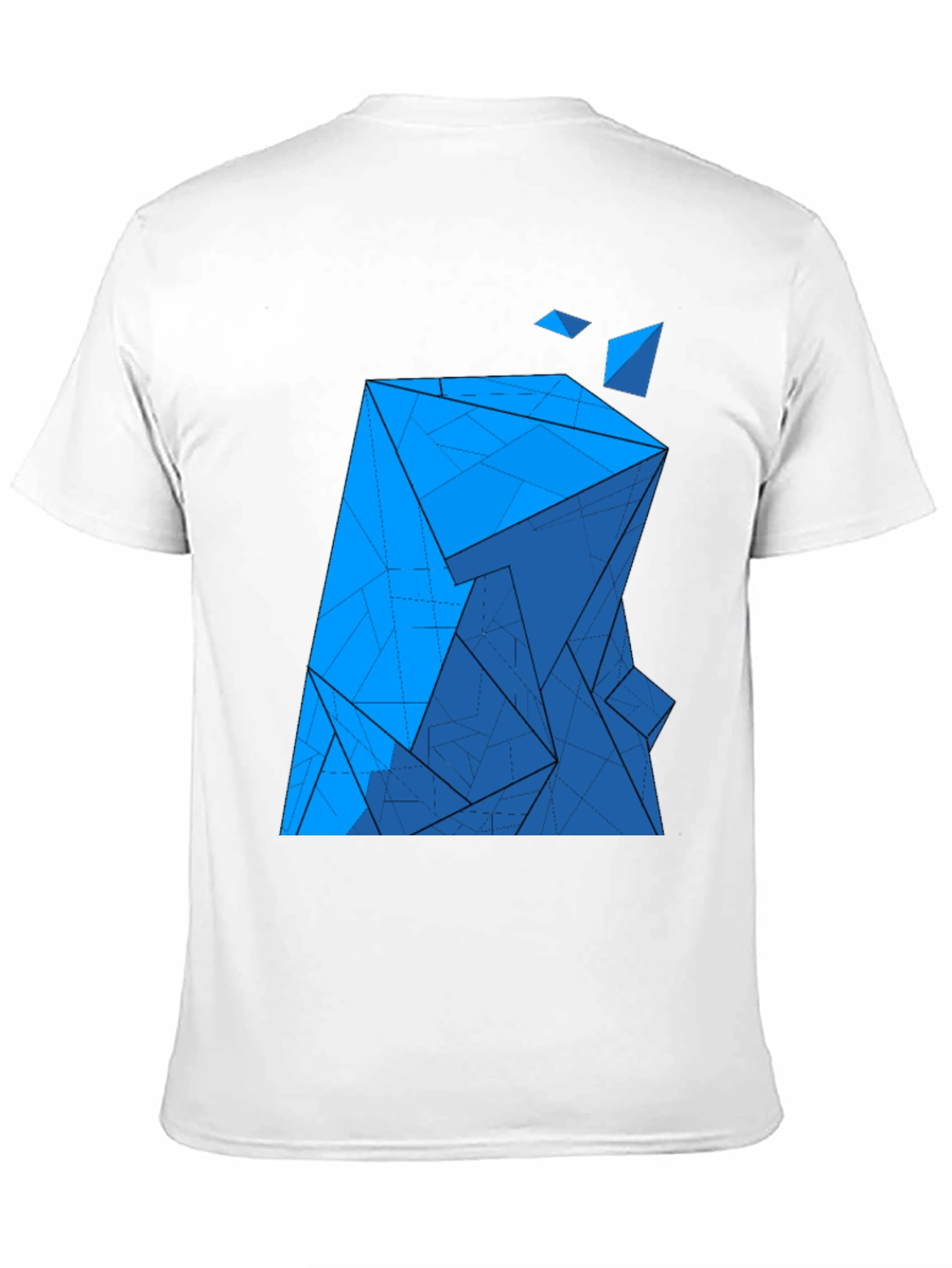 Abstract Blue Geometric Print Black T-Shirt