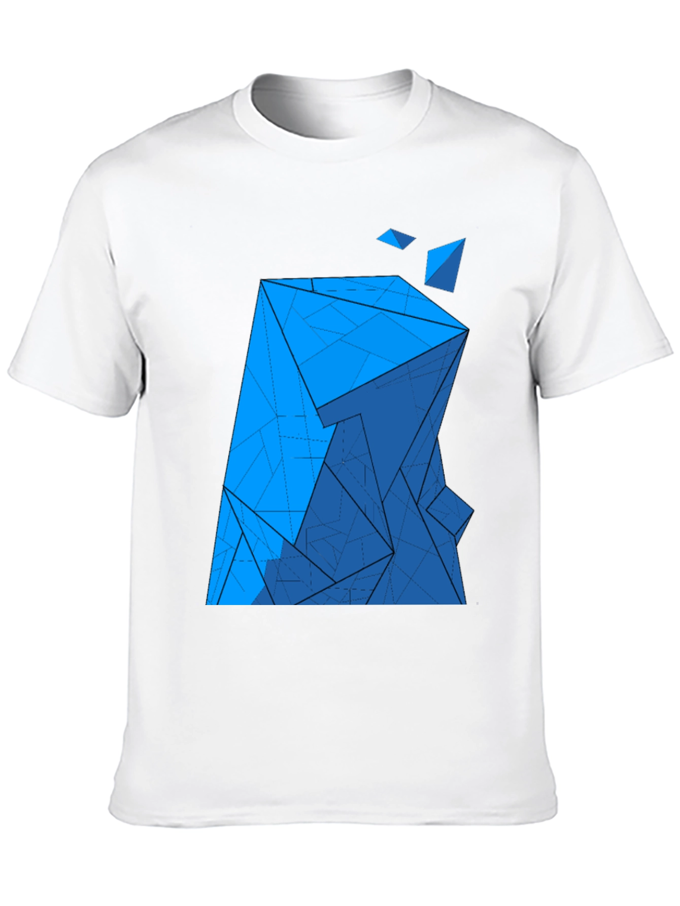 Abstract Blue Geometric Print Black T-Shirt