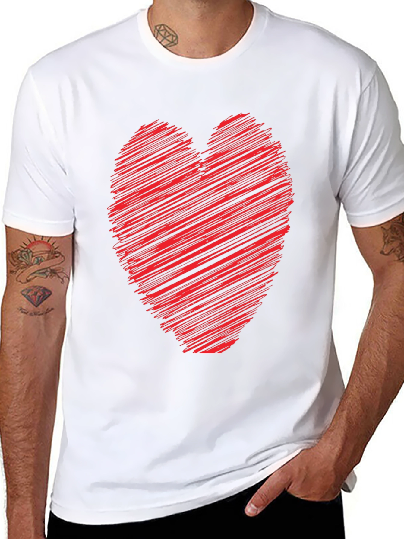 Heart Scribble Graphic Tee - Soft Cotton Casual Shirt