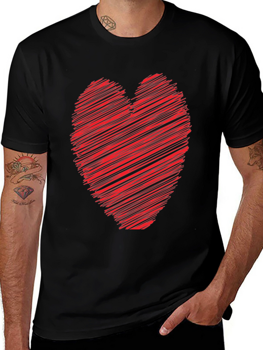 Heart Scribble Graphic Tee - Soft Cotton Casual Shirt