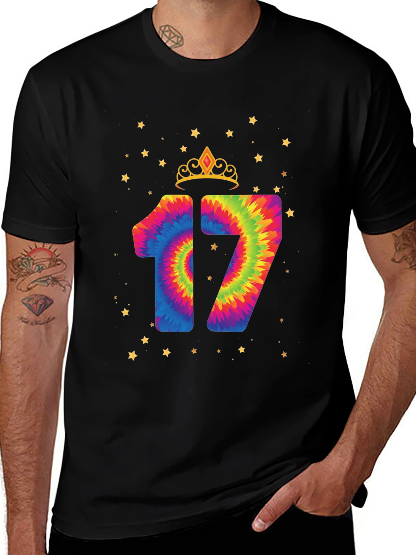 Fun 17th Birthday Tie-Dye Graphic Tee