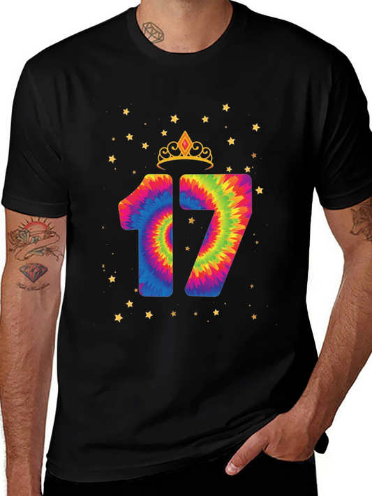 Fun 17th Birthday Tie-Dye Graphic Tee