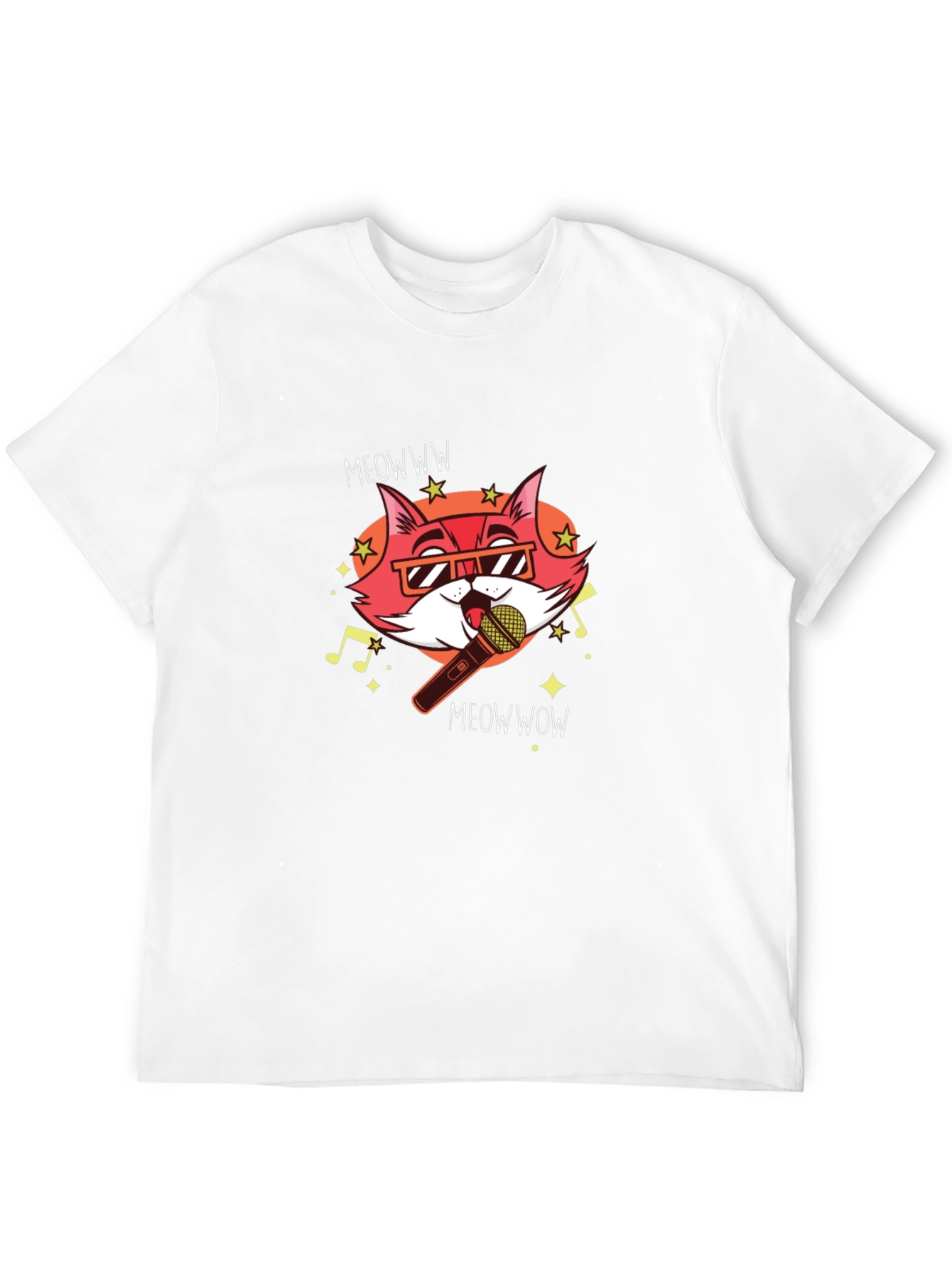 Singing Cat Graphic Tee - Black Cotton T-Shirt