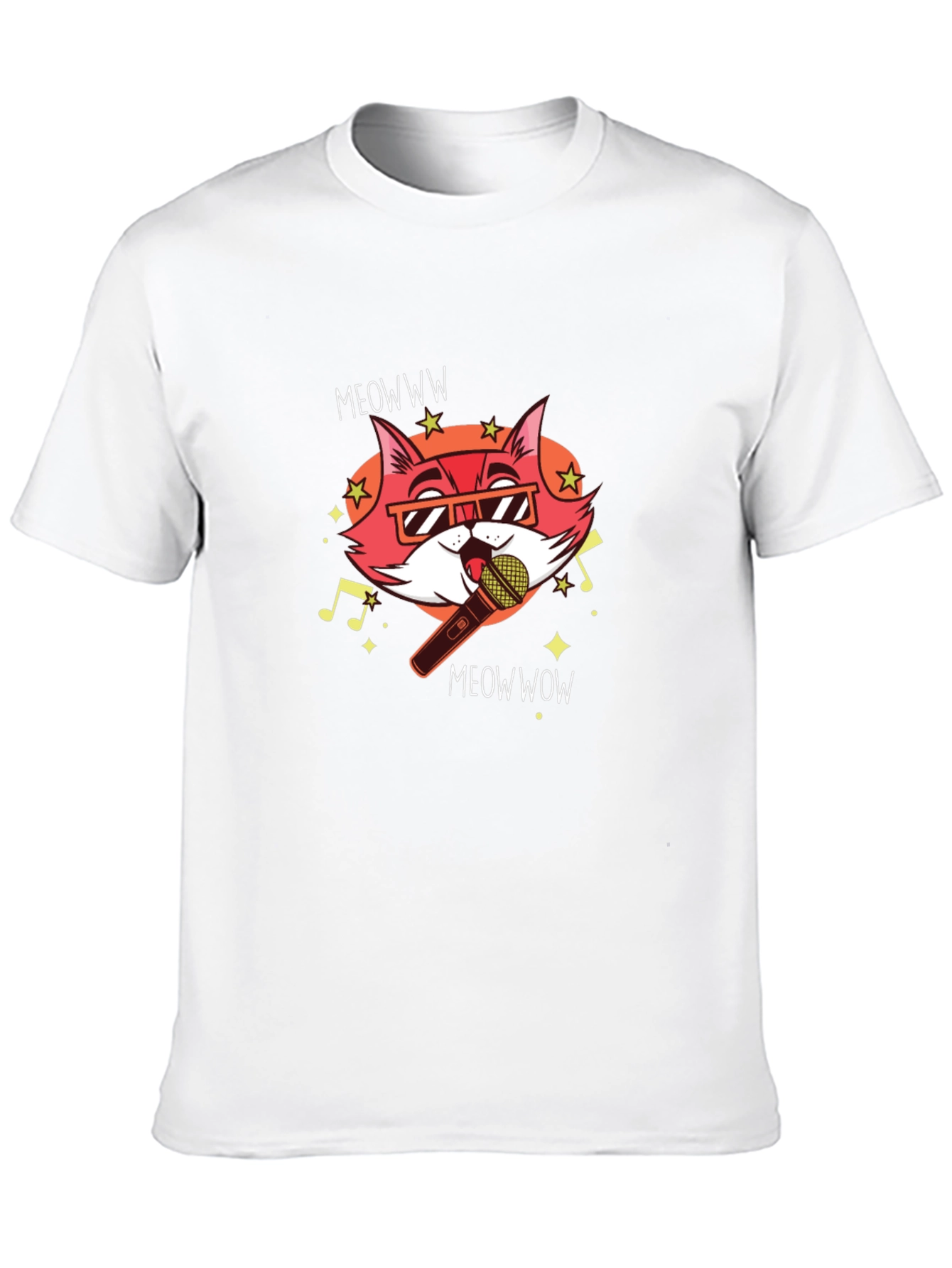 Singing Cat Graphic Tee - Black Cotton T-Shirt