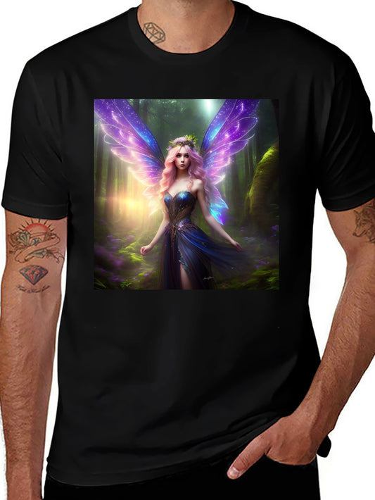 Fantasy Fairy Print Black Tee