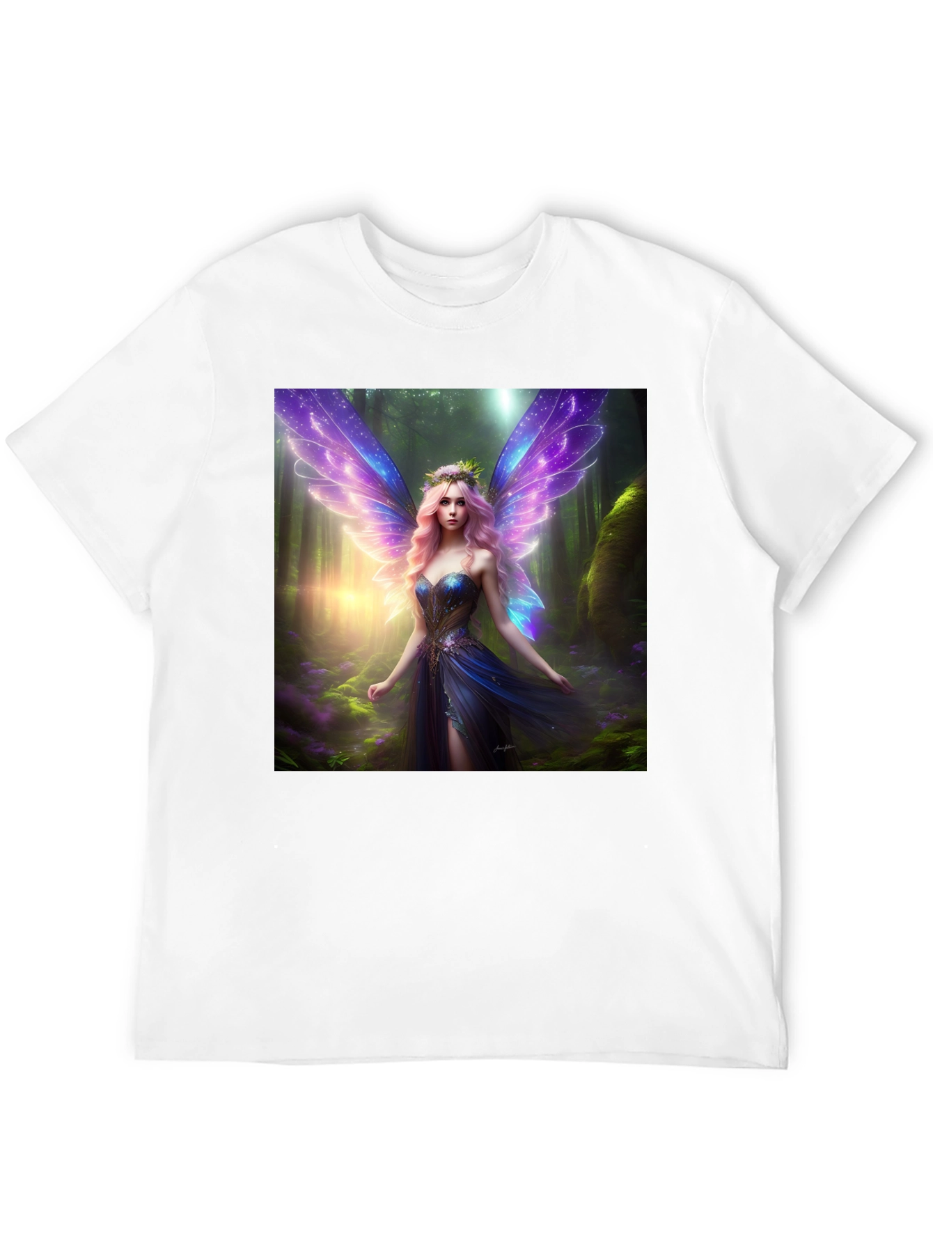 Fantasy Fairy Print Black Tee