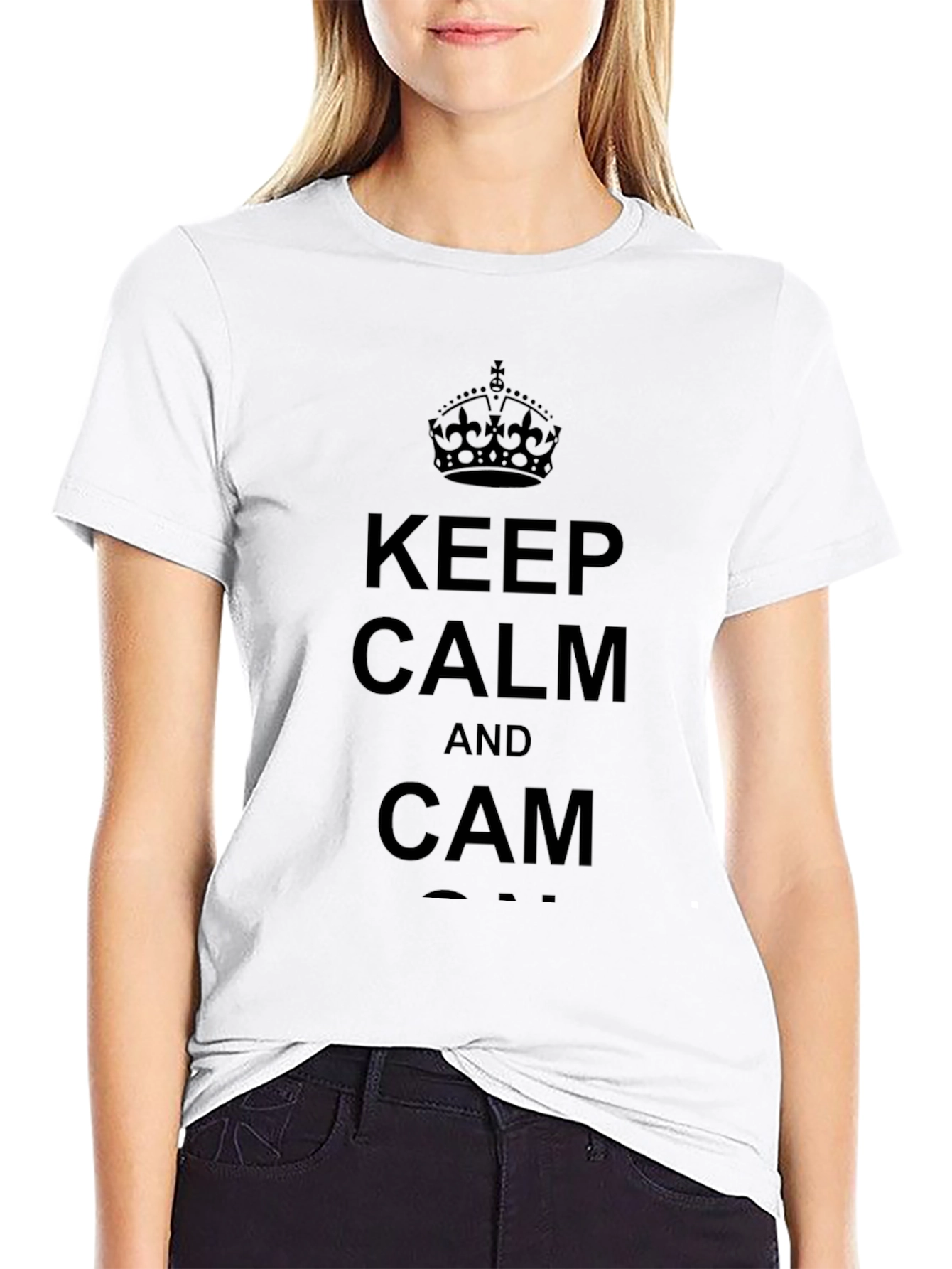Keep Calm and Cam T-Shirt - Black Graphic Tee