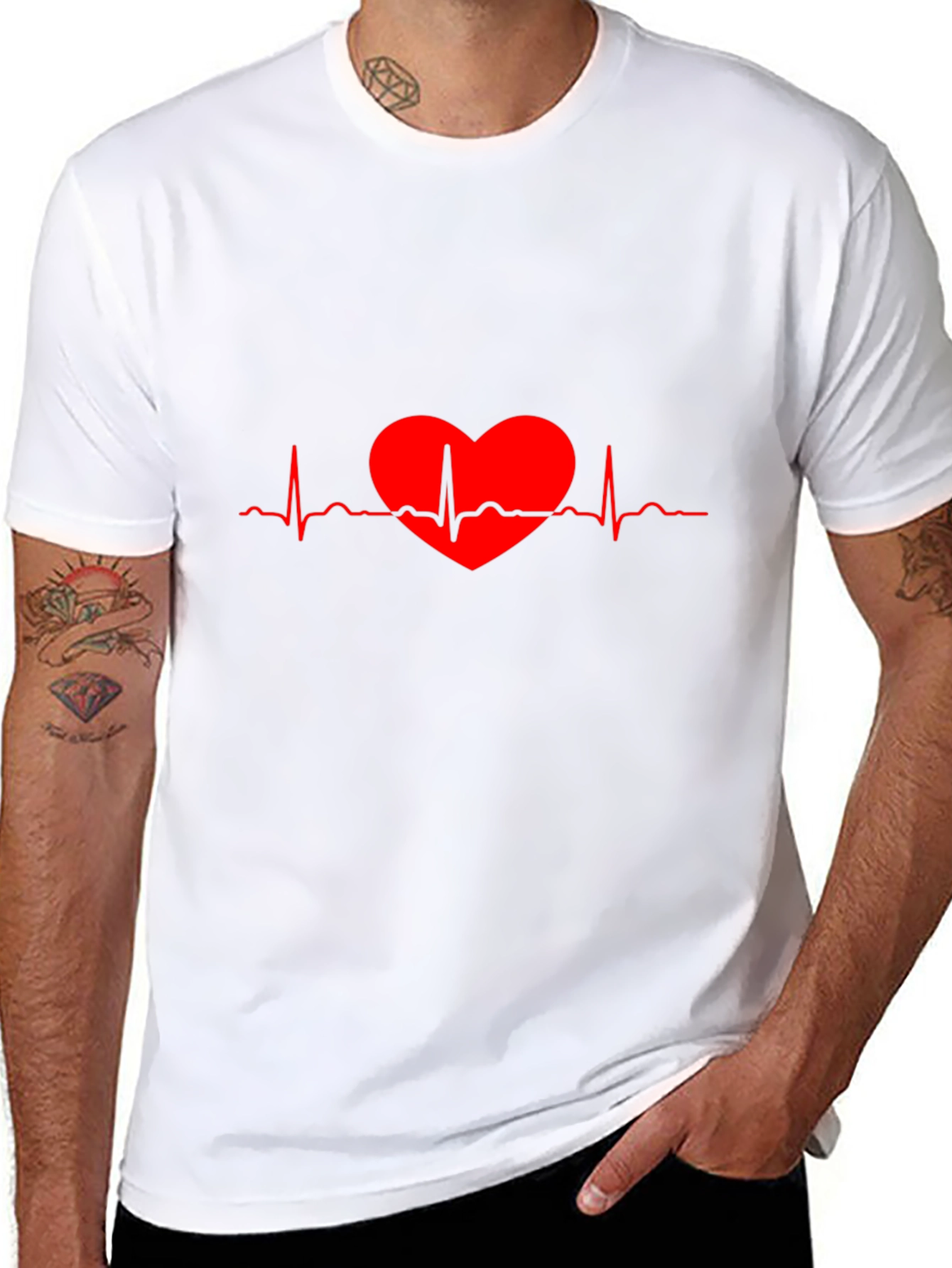 Heartbeat Heart Red Line Art T-Shirt