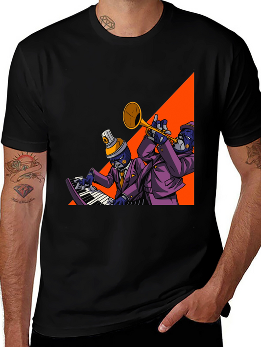 Jazz Duo Graphic Tee - Cool Musician T-Shirt