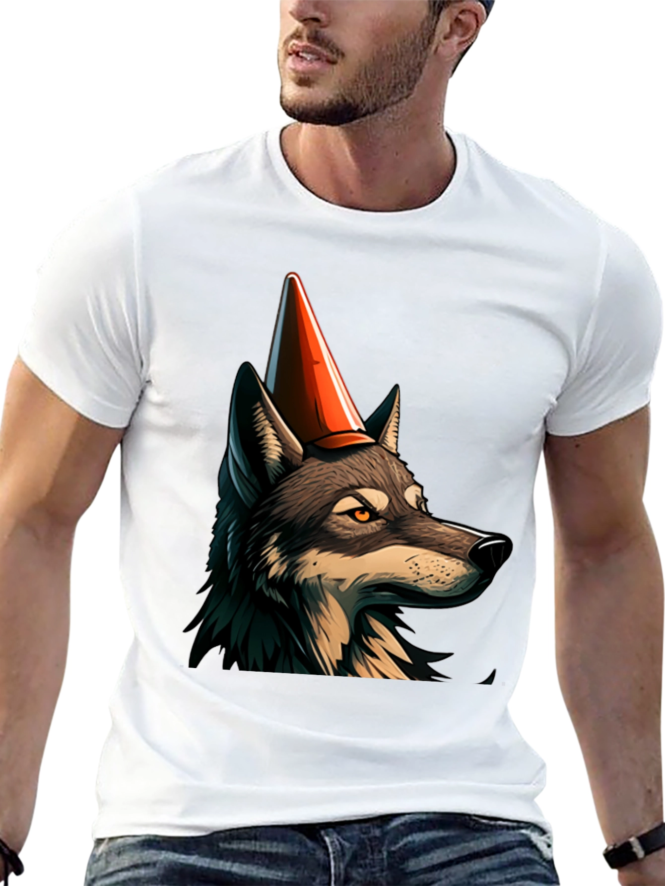 Wolf Party Hat Graphic T-Shirt