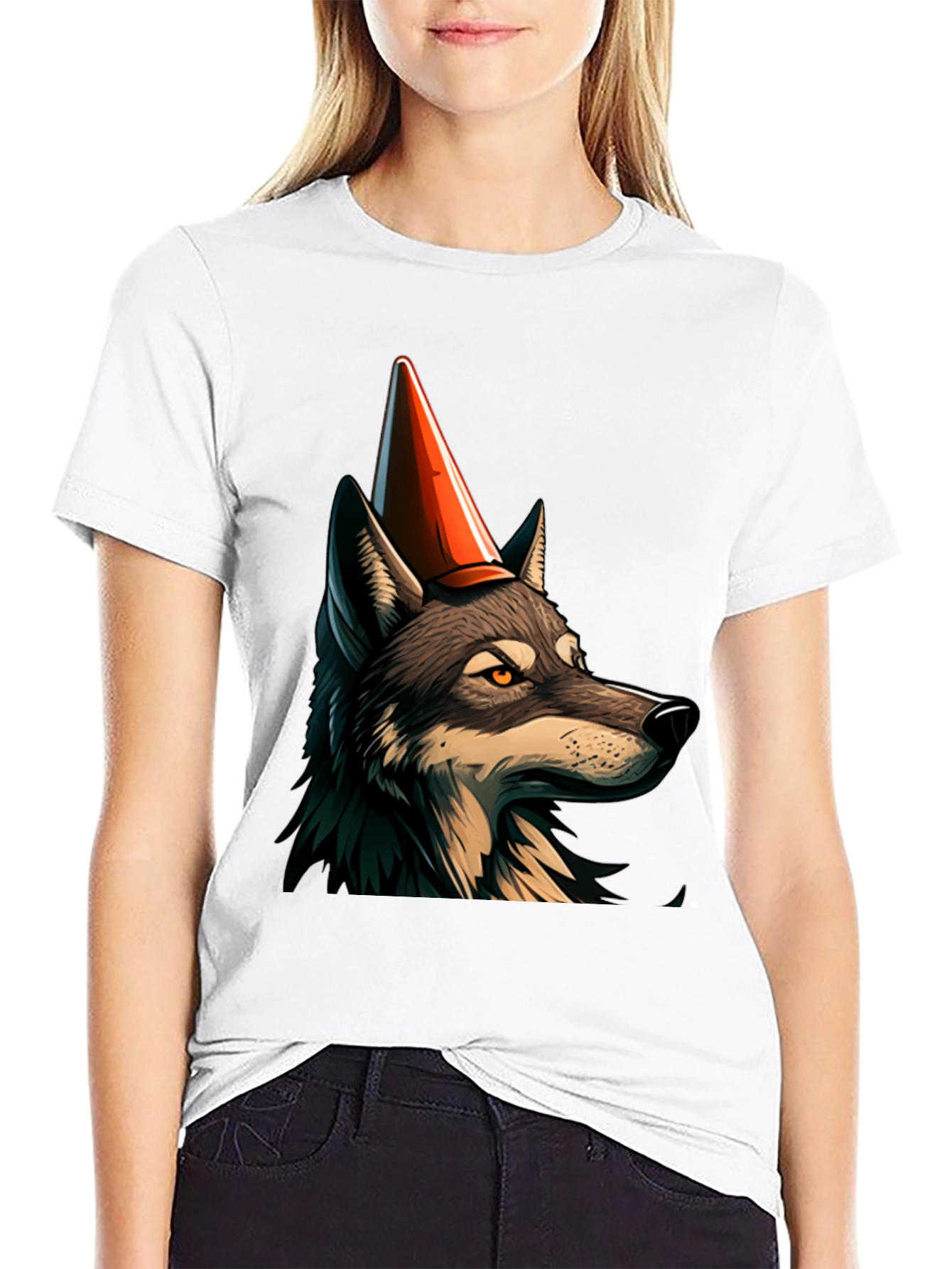Wolf Party Hat Graphic T-Shirt