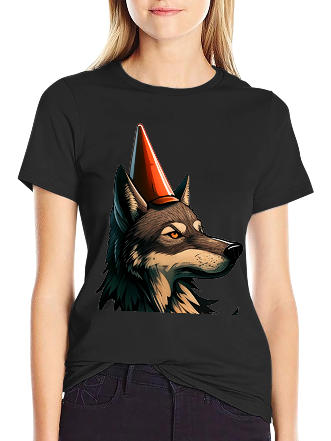 Wolf Party Hat Graphic T-Shirt