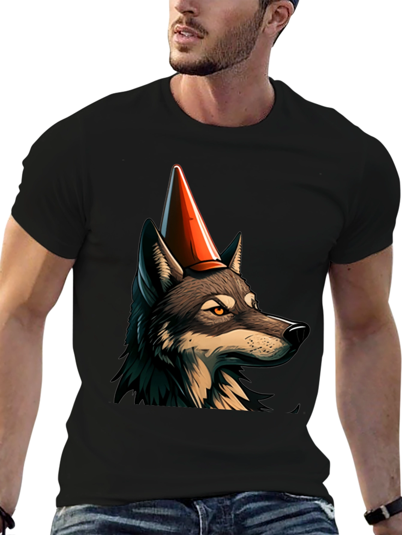Wolf Party Hat Graphic T-Shirt