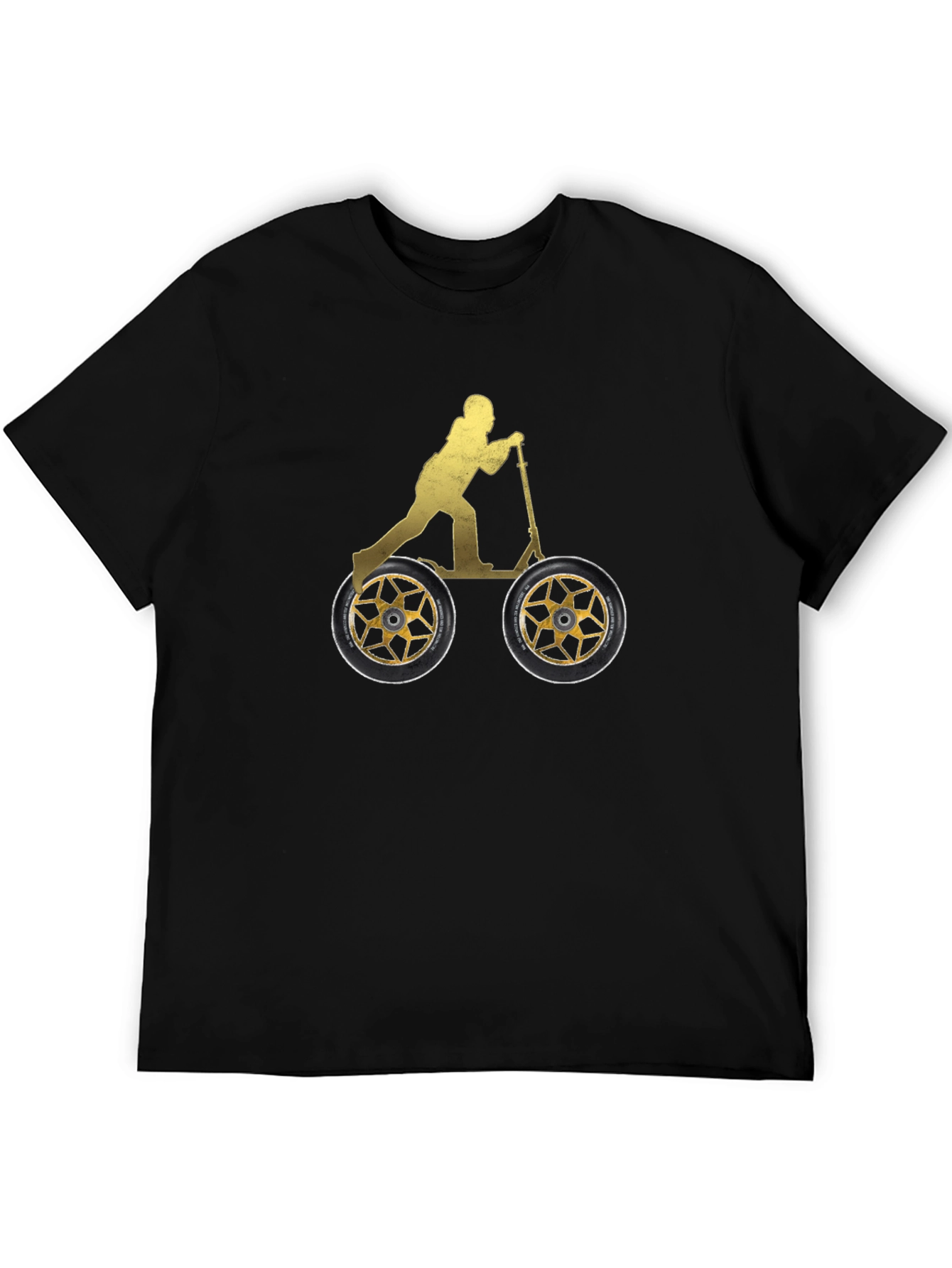 Scooter Rider Graphic Tee - Black Cotton Shirt