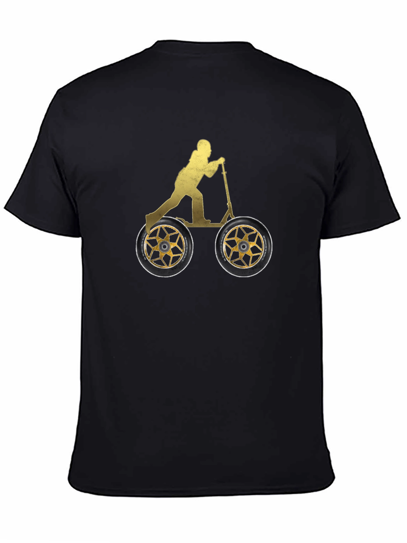 Scooter Rider Graphic Tee - Black Cotton Shirt