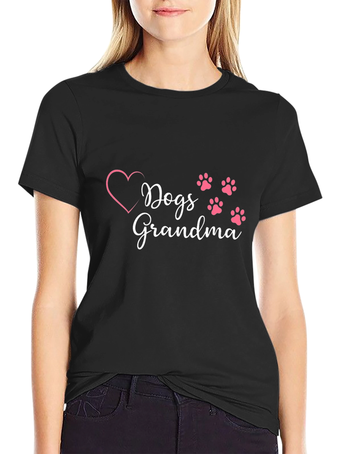 Dogs Grandma T-Shirt - Heart & Paw Prints