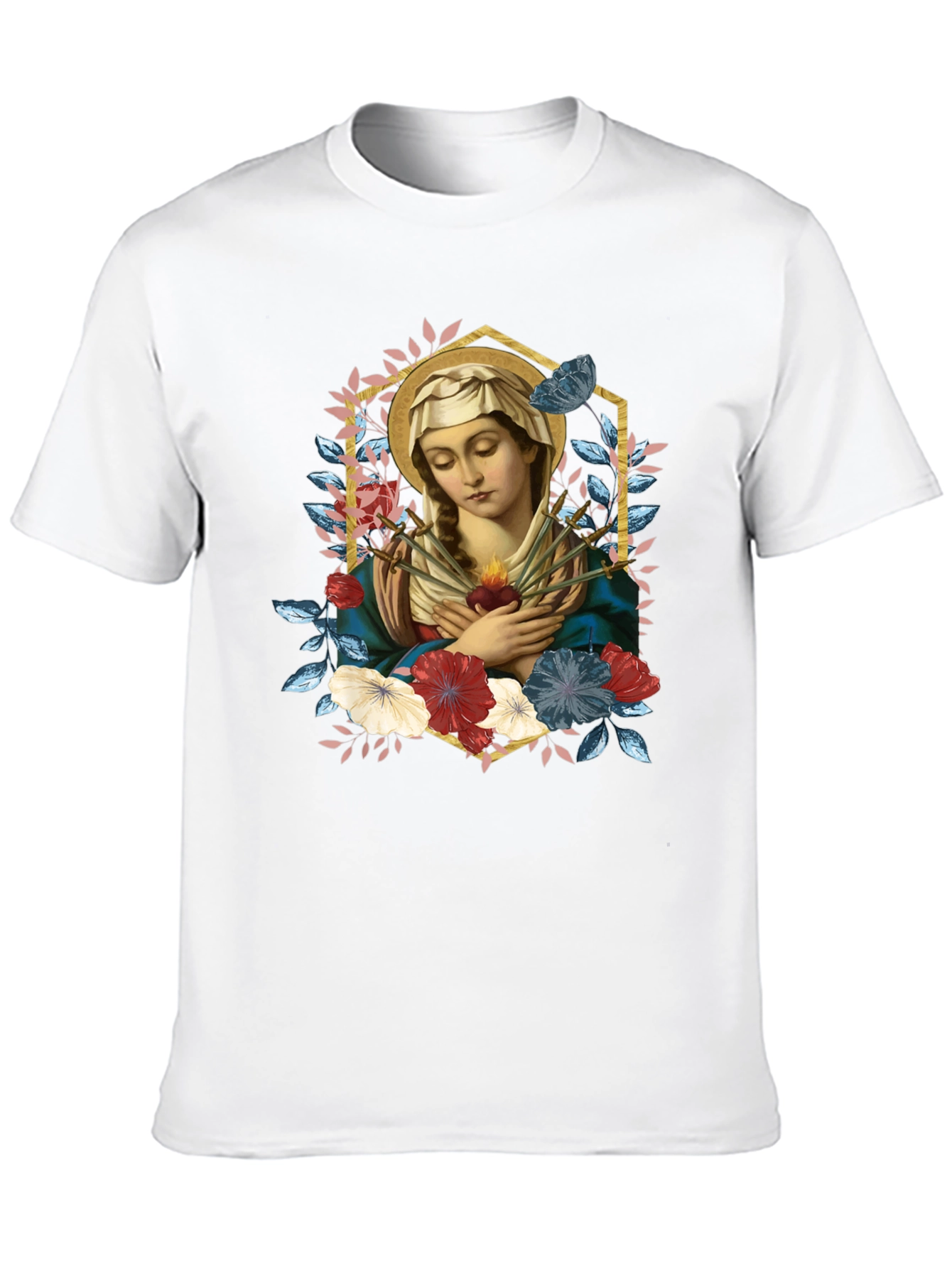 Virgin Mary Graphic T-Shirt - Religious Art Tee