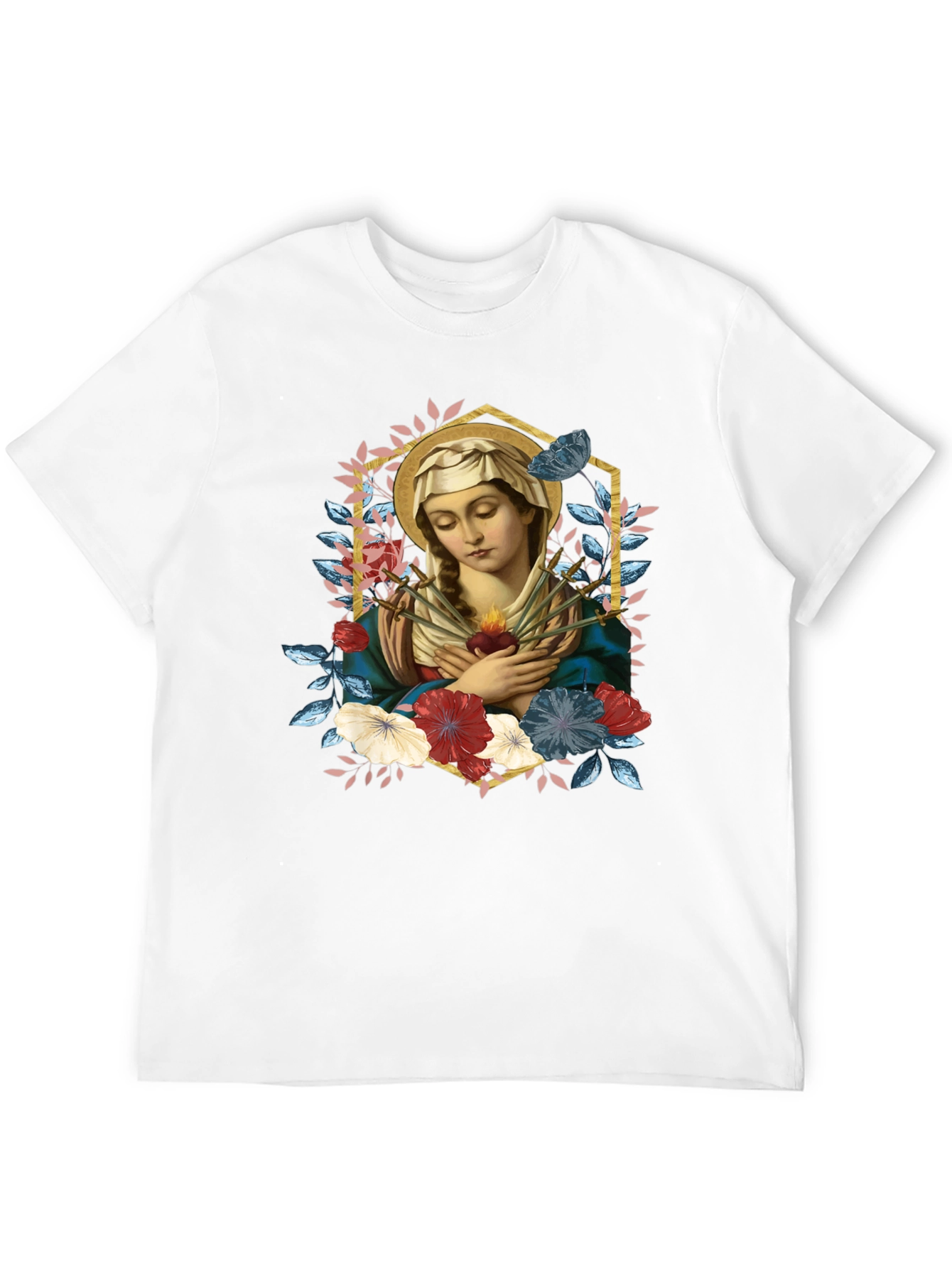 Virgin Mary Graphic T-Shirt - Religious Art Tee