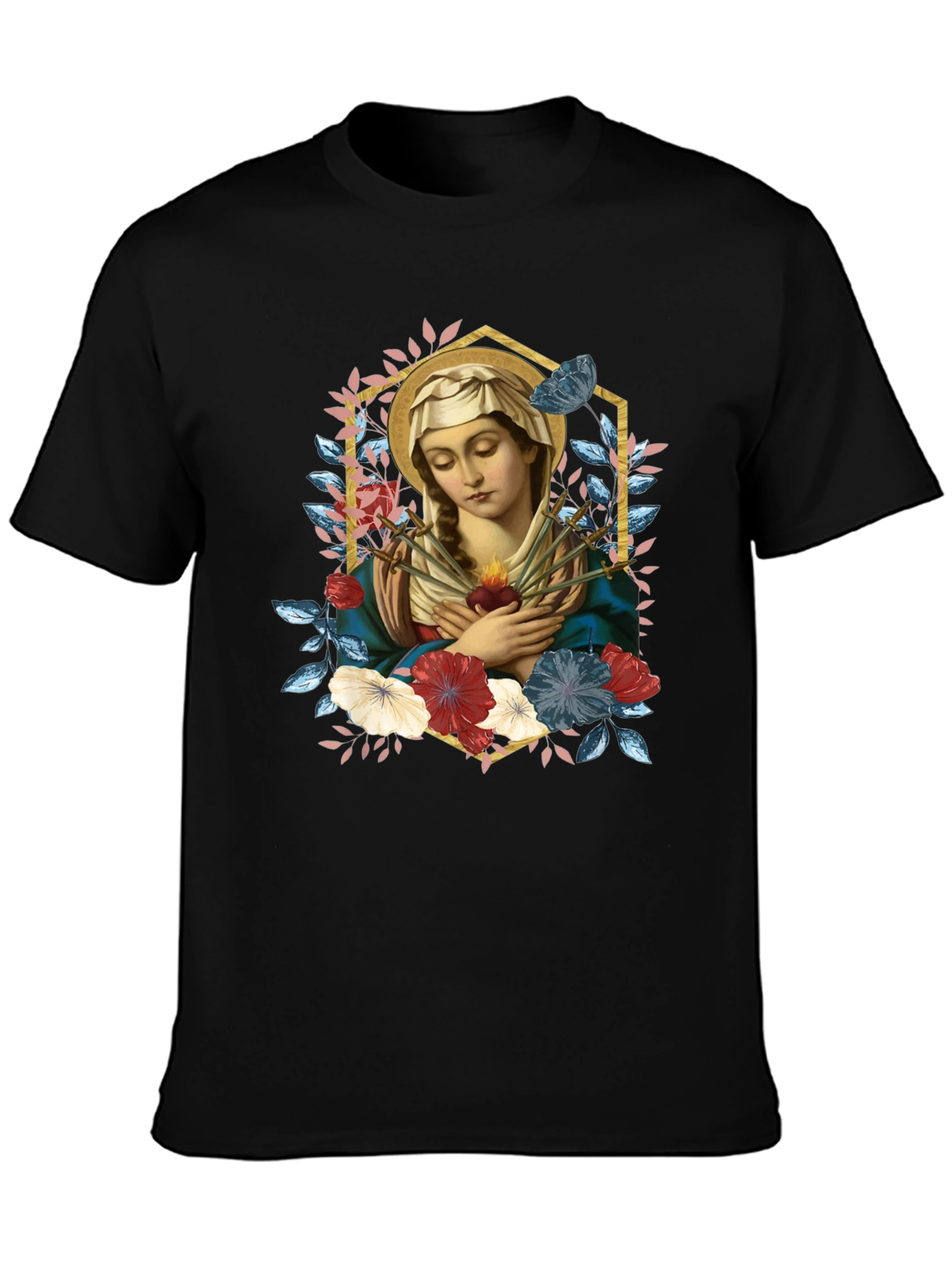 Virgin Mary Graphic T-Shirt - Religious Art Tee