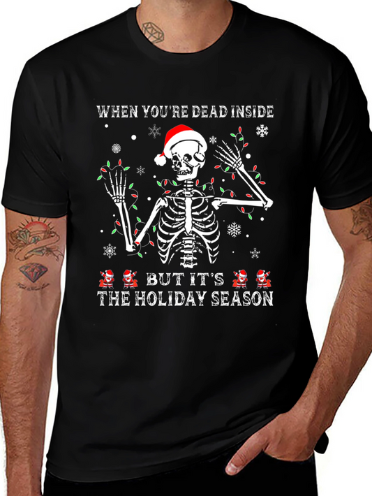Dead Inside Holiday Season Skeleton Christmas T-Shirt