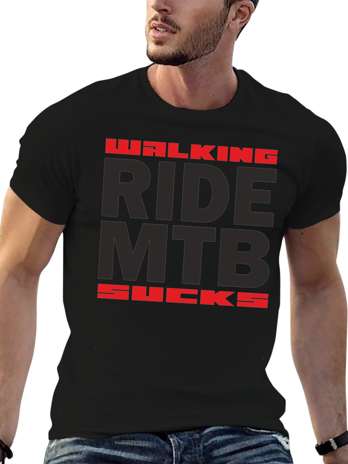Walking Ride MTB Sucks Black Graphic Tee